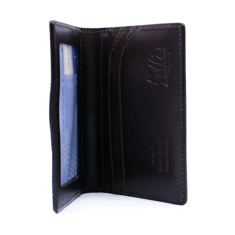 0555BR Ostrich Leg Card Case, Dark Brown