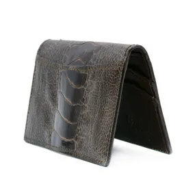 0555BR Ostrich Leg Card Case, Dark Brown