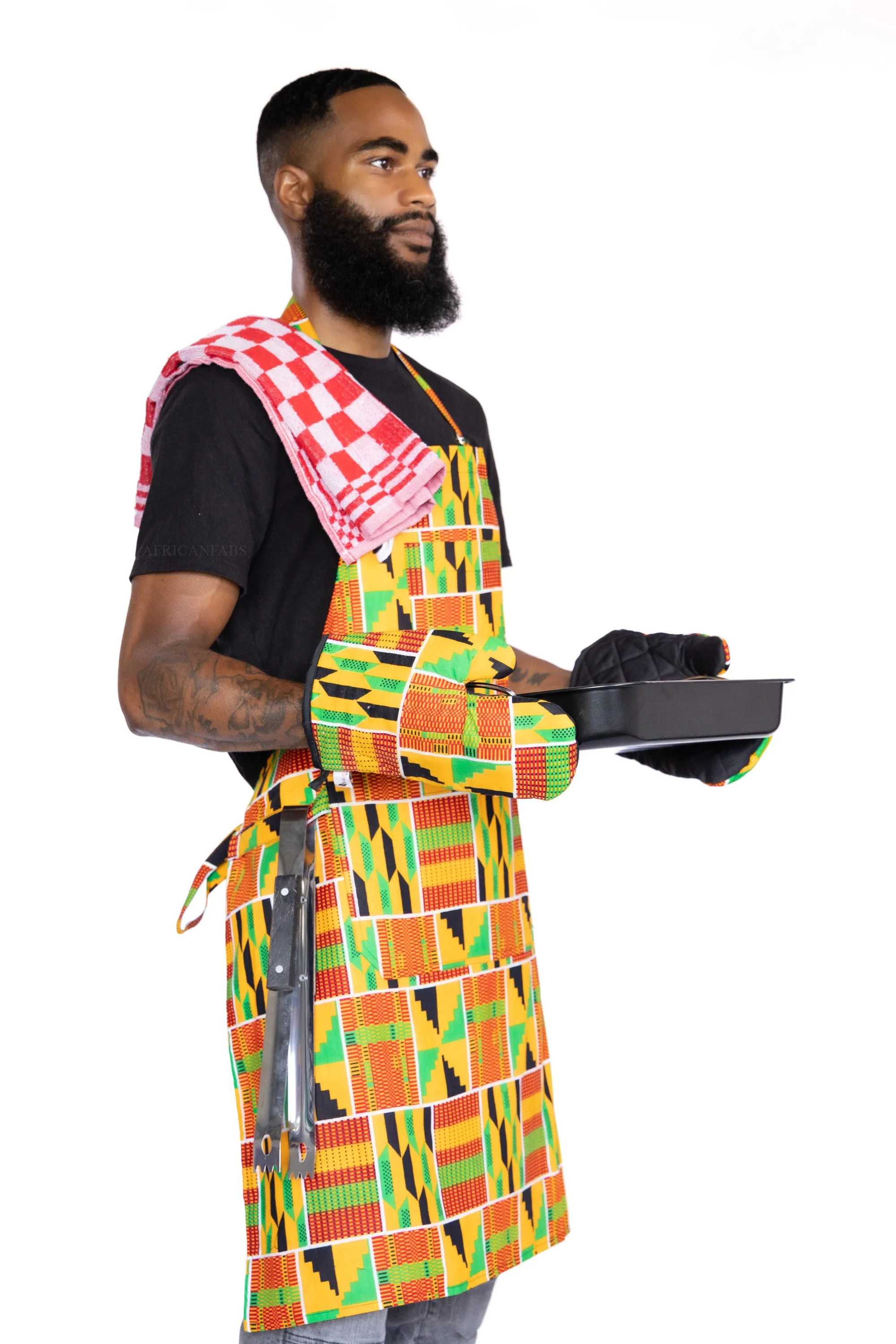 African print Apron- Orange kente