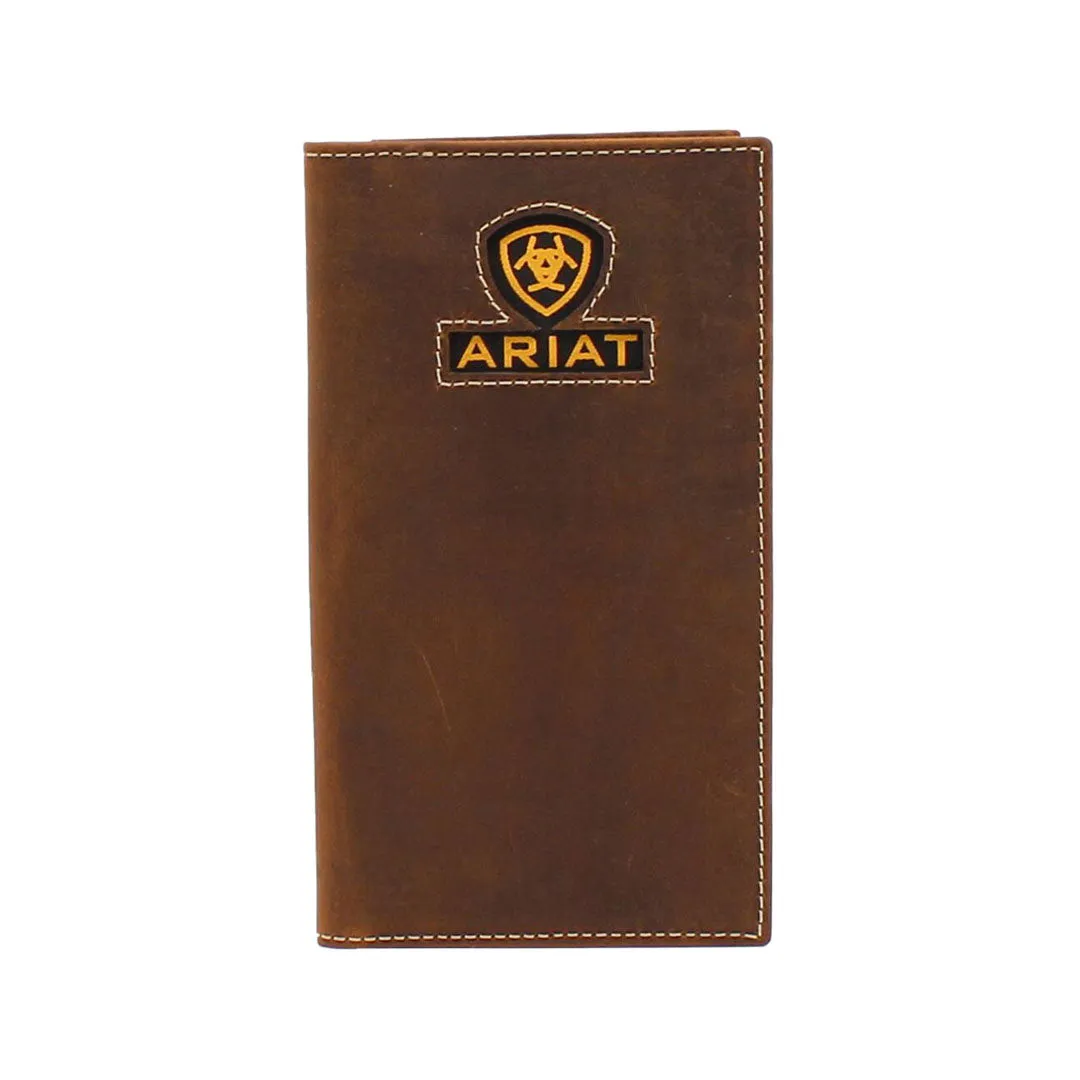 Ariat Men's Logo Ribbon Inlay Rodeo Wallet Medium Brown