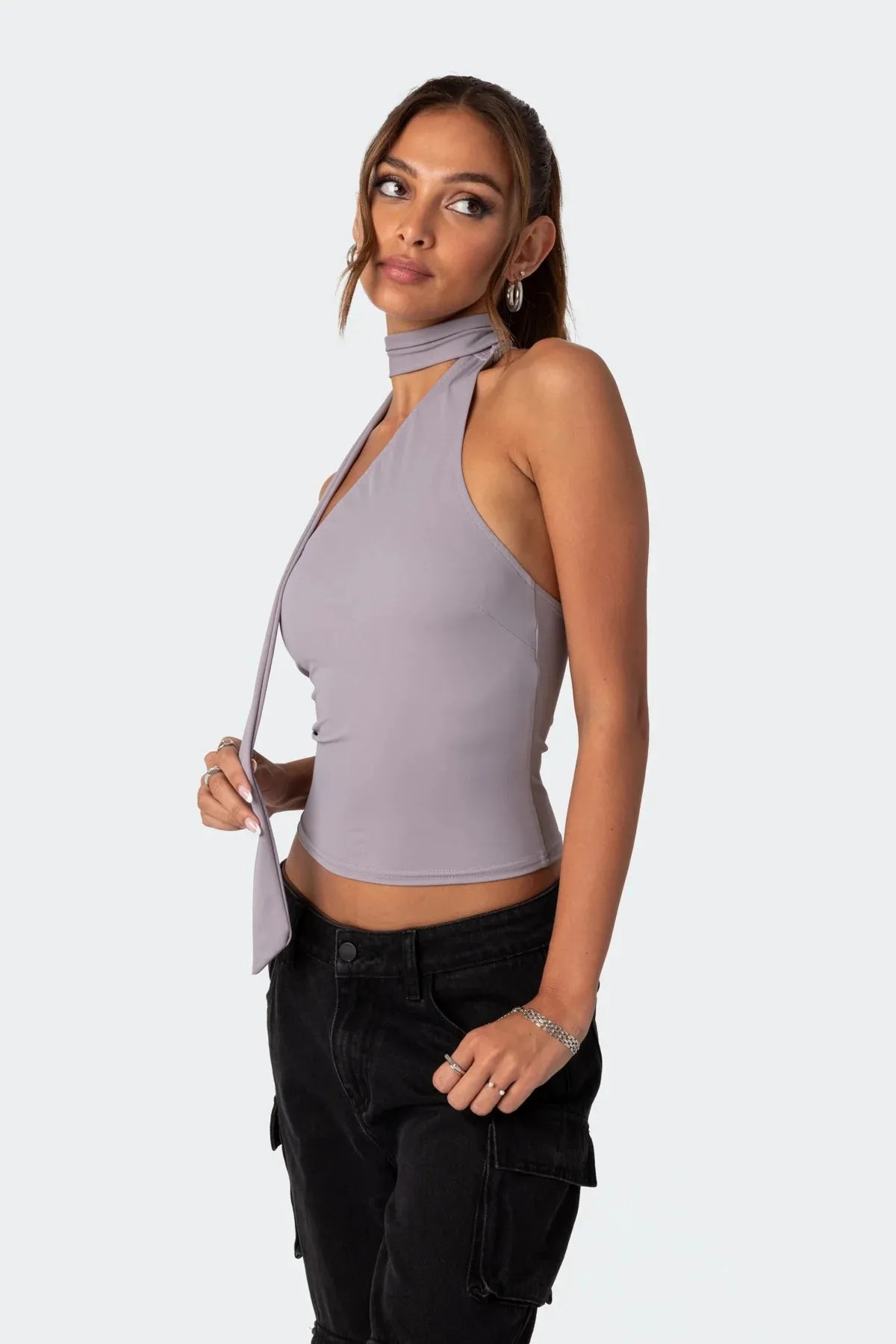 Asymmetric Scarf Tie Top