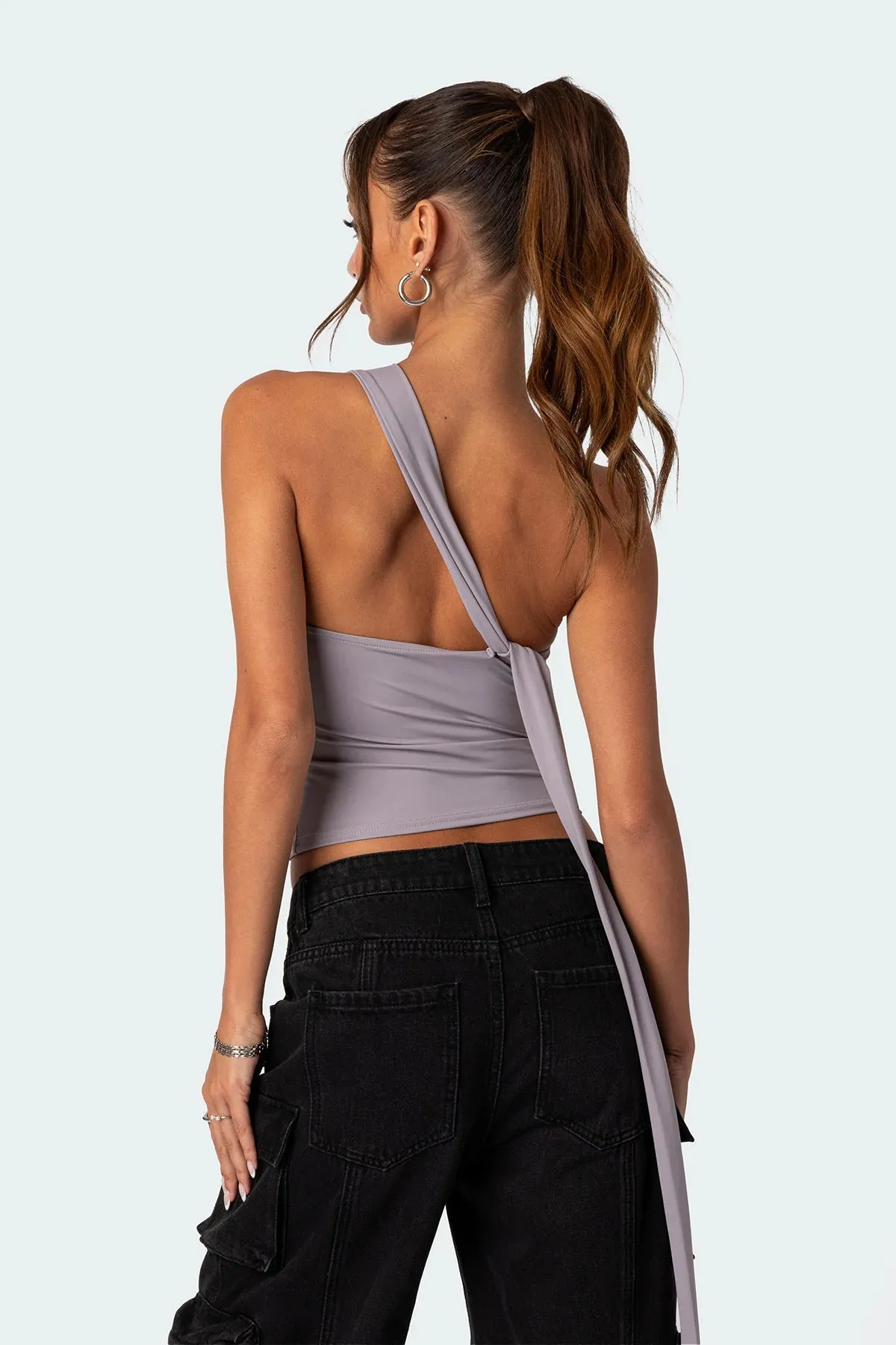 Asymmetric Scarf Tie Top