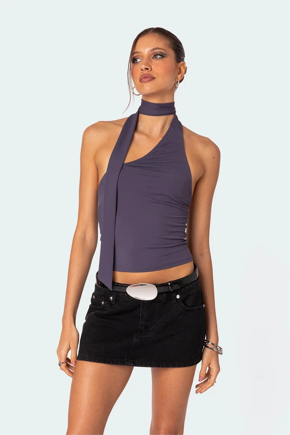 Asymmetric Scarf Tie Top