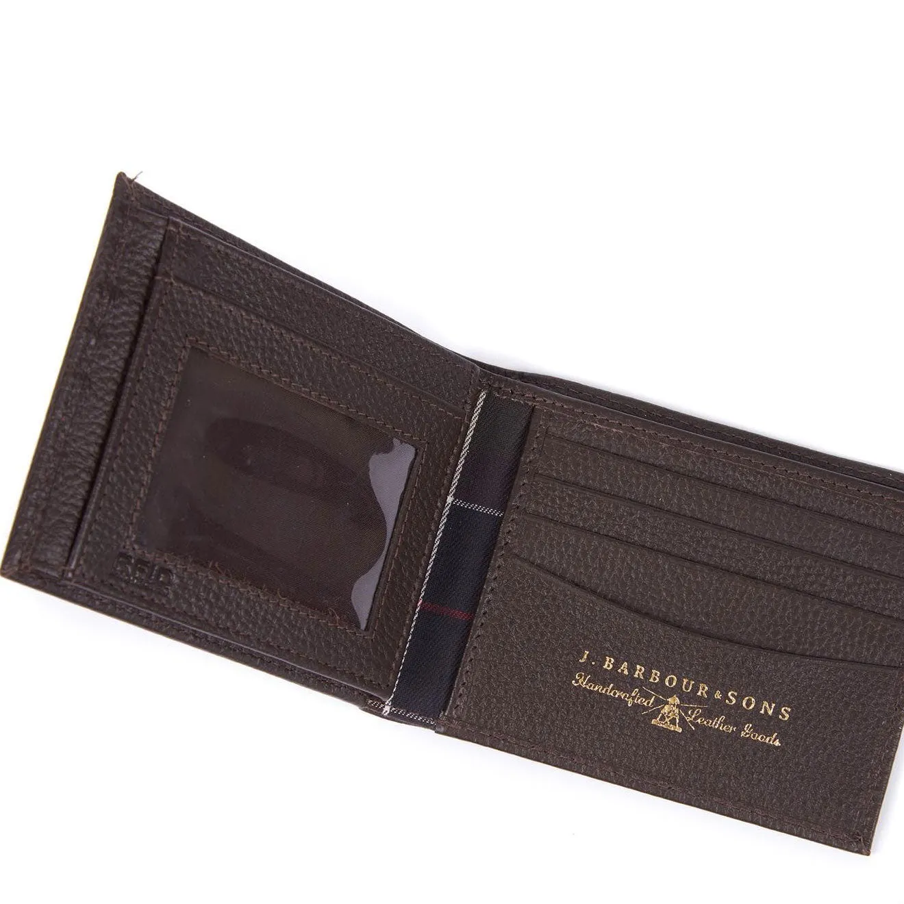 Barbour Amble Leather Billfold Wallet Dark Brown