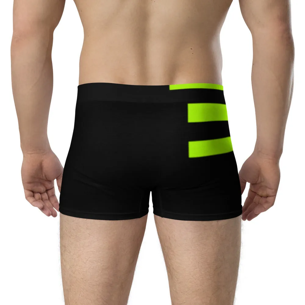 Black Green Stripes Boxer Briefs, Best Designer Premium Elastic Underwear For Men - Made in USA/EU/MX