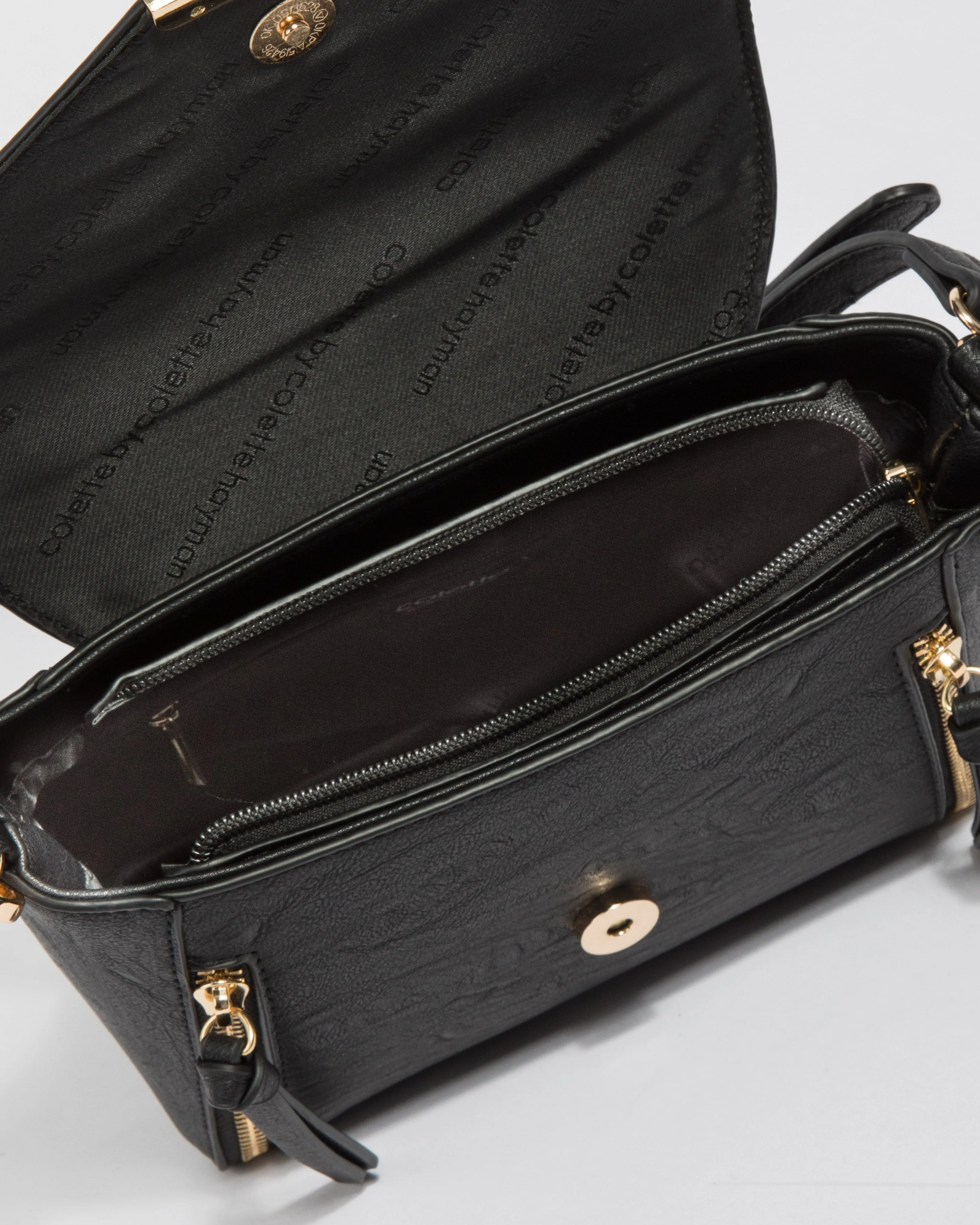 Black Lydia Zip Crossbody Bag