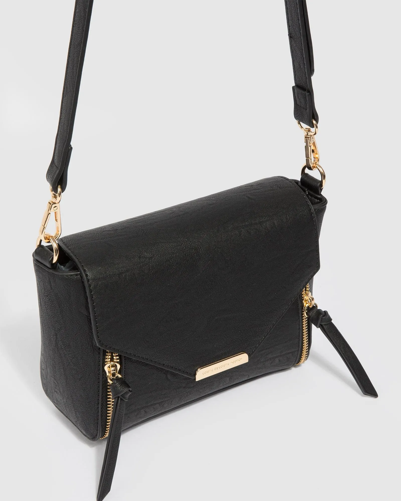 Black Lydia Zip Crossbody Bag