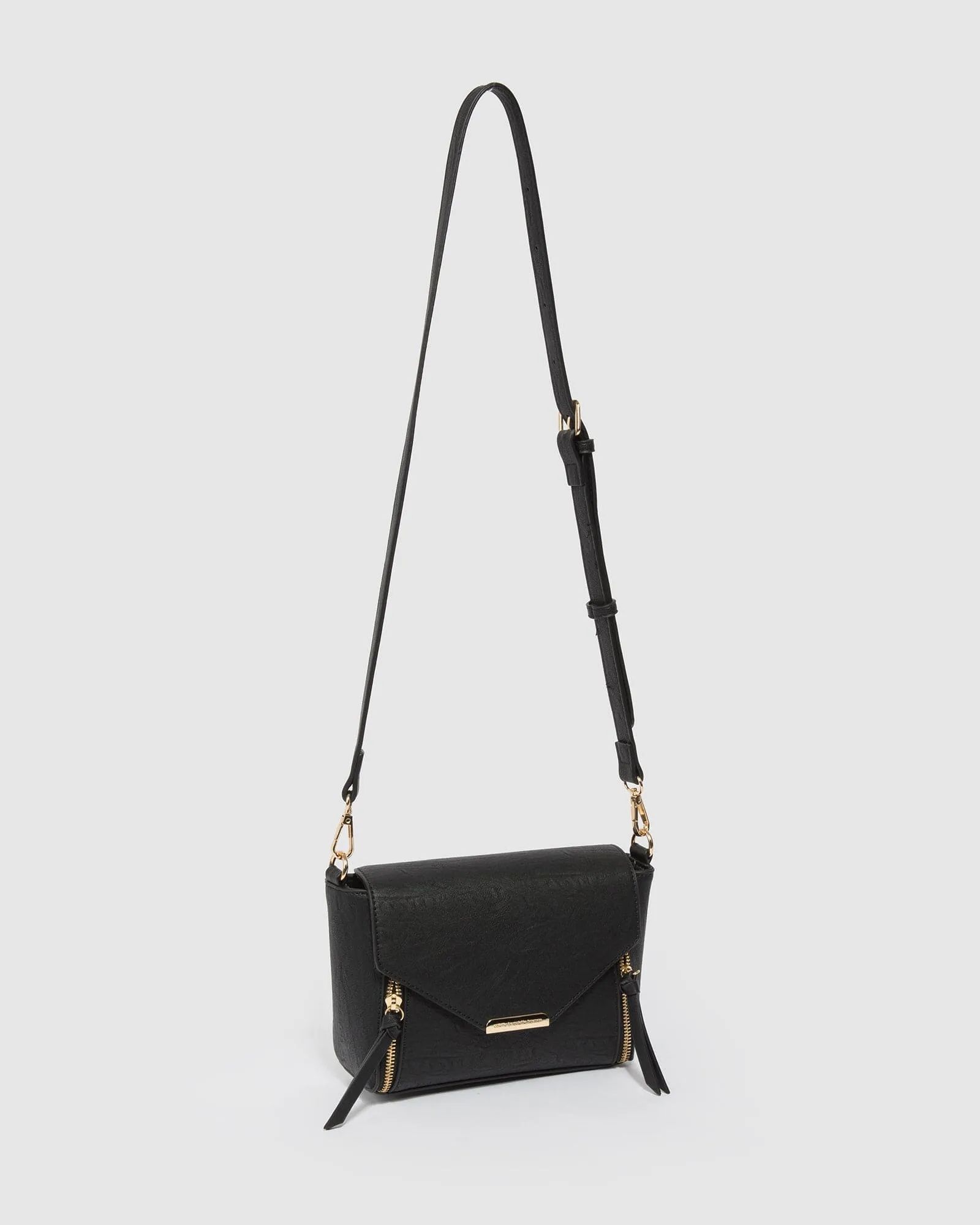 Black Lydia Zip Crossbody Bag