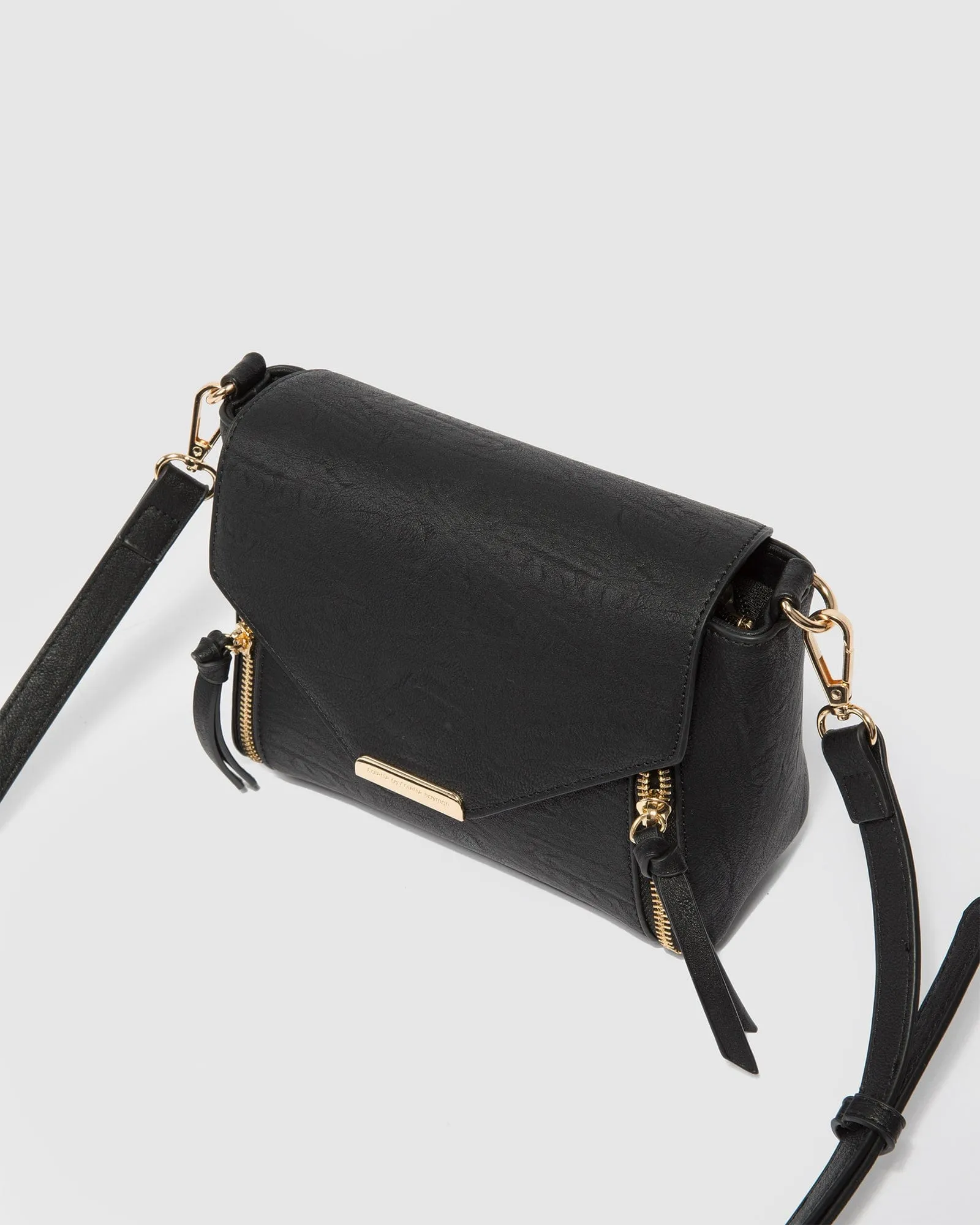 Black Lydia Zip Crossbody Bag