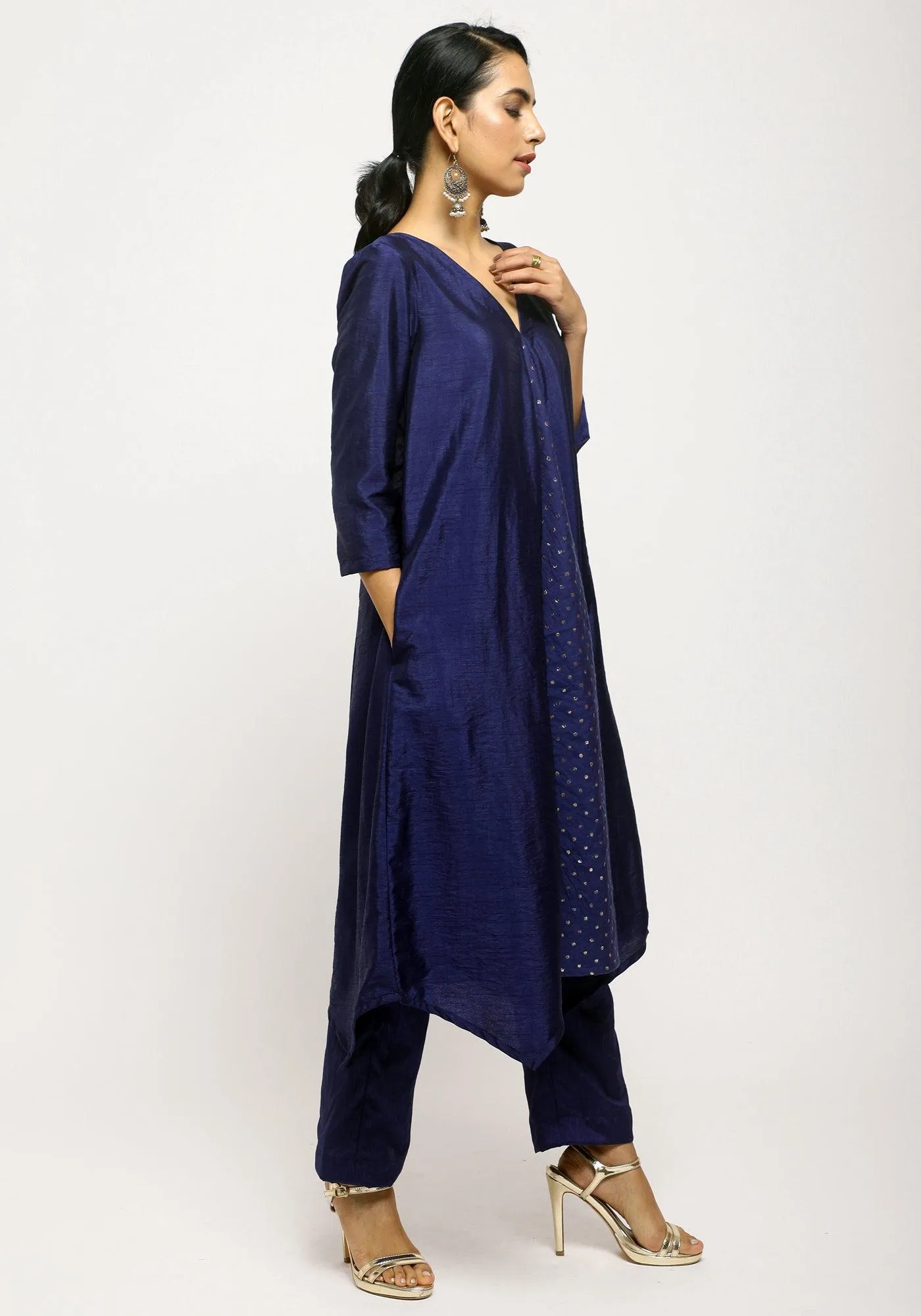 Blue Center Foil Kurta