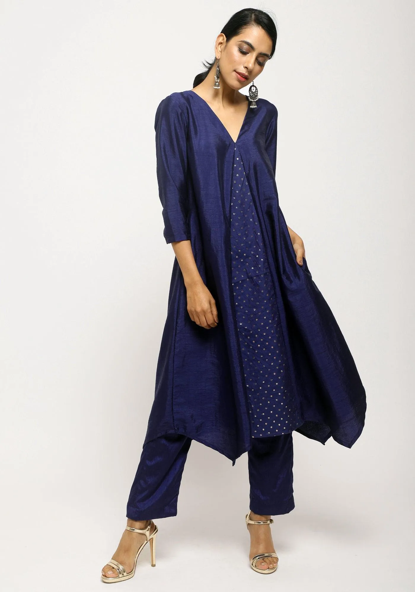 Blue Center Foil Kurta