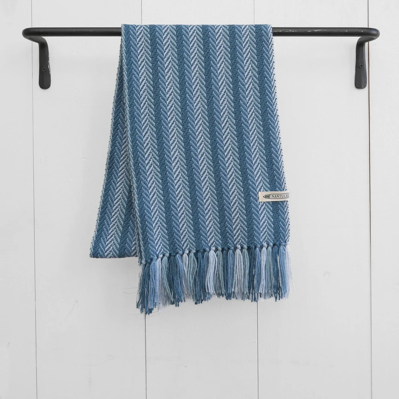 Blue Regimental Stripe Handwoven Alpaca Scarf