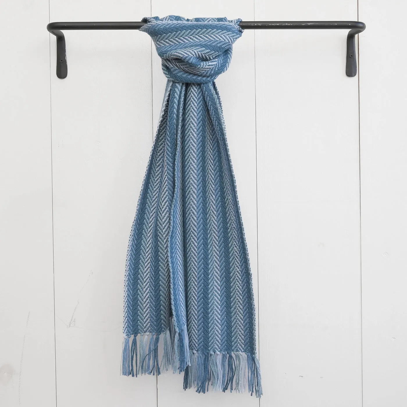 Blue Regimental Stripe Handwoven Alpaca Scarf