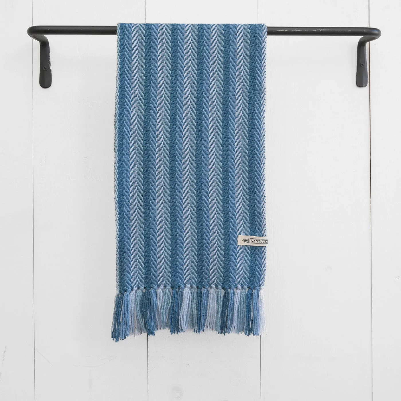 Blue Regimental Stripe Handwoven Alpaca Scarf