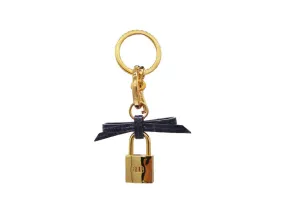 Bow and Padlock Keyring/Bag Charm - Orinoco 'Croc' Print - Navy