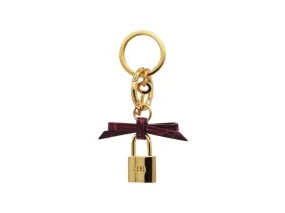 Bow and Padlock Keyring/Bag Charm - Orinoco 'Croc' Print - Wine