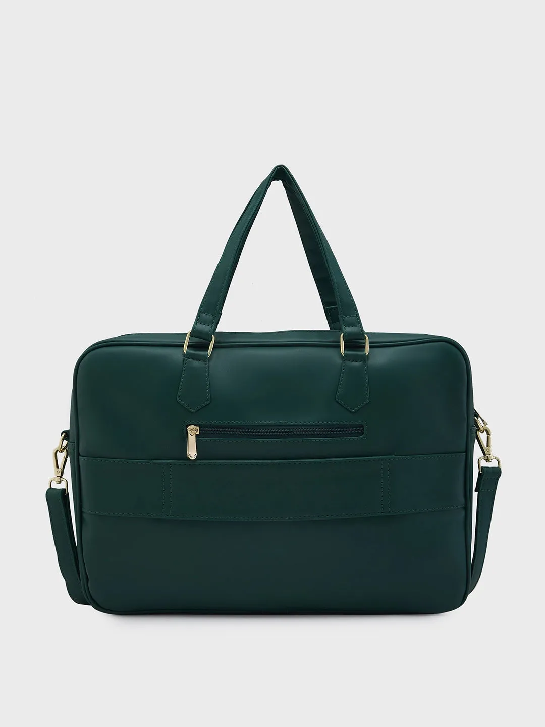 Caprese Dora Laptop Bag Large Solid Women'S Office Handbag Dark Green