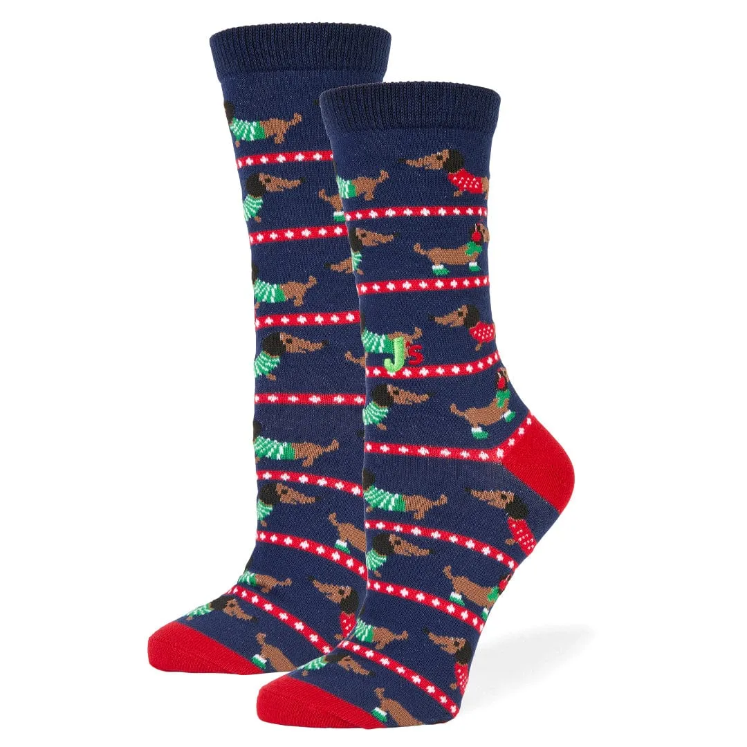 Christmas Dachshund Crew Socks