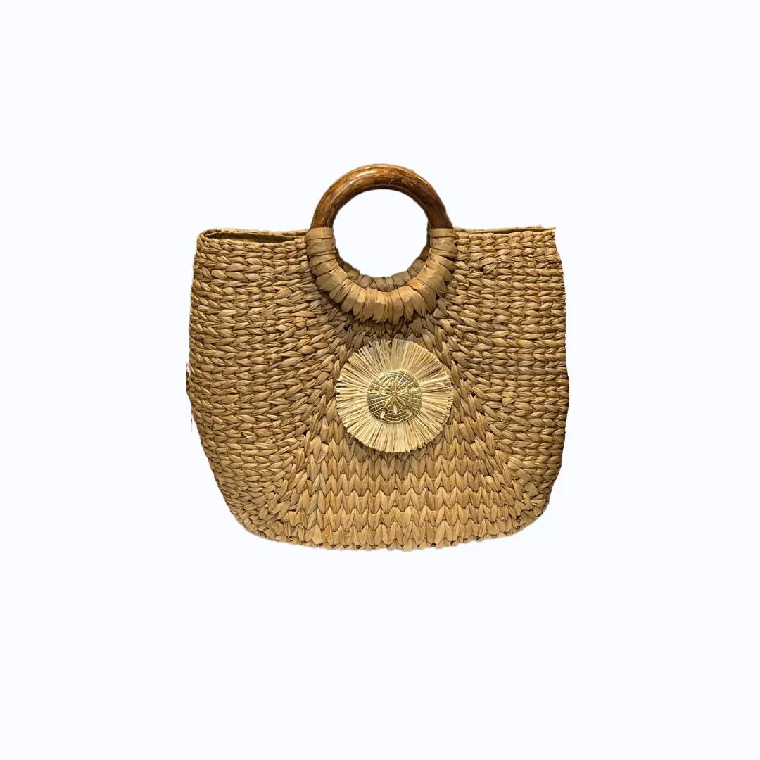 Circle Handle Straw Bag