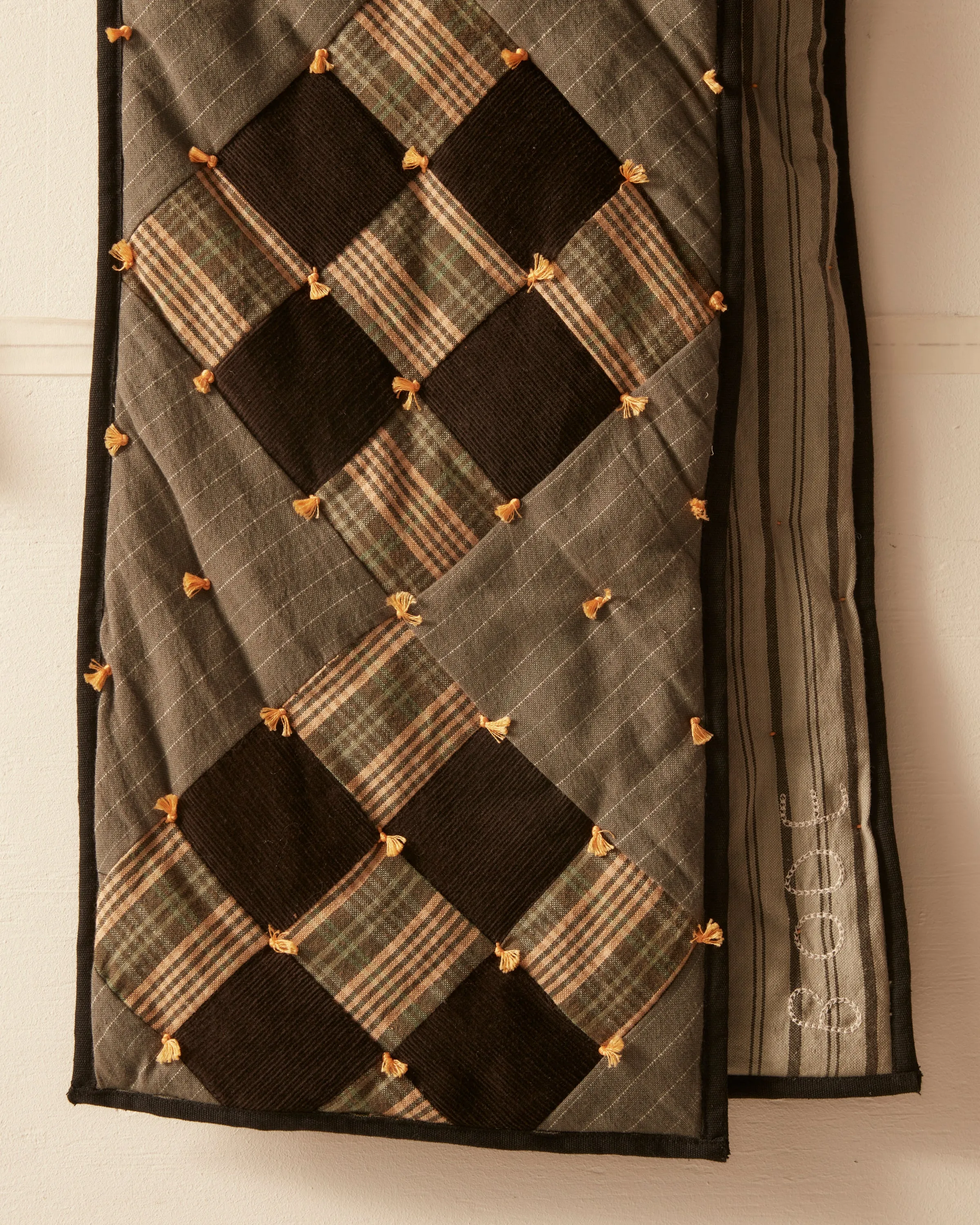 Corduroy Nine Patch Quilt Scarf