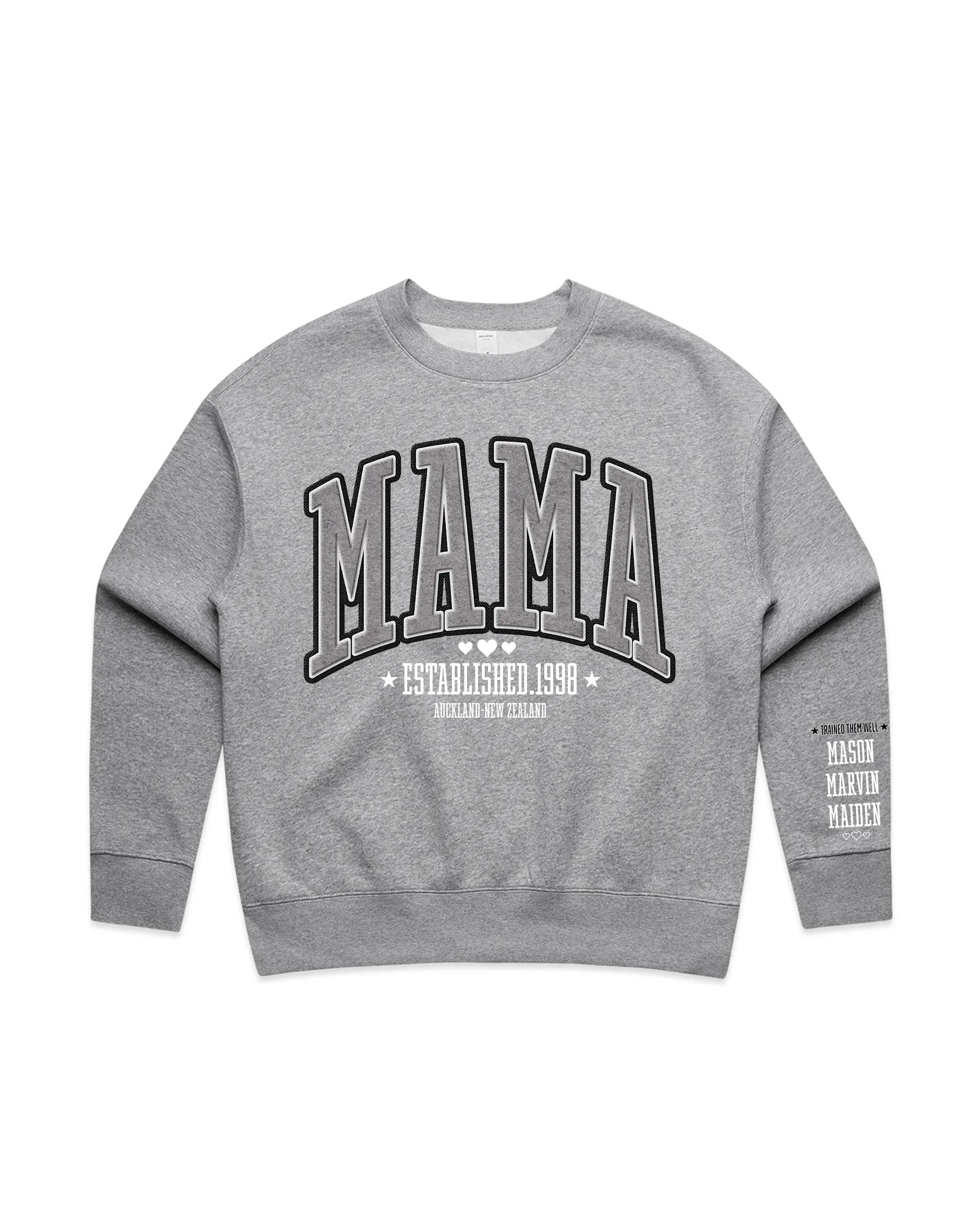 Custom Printed Sweatshirt for Mum - With Custom Date, City   names on sleeve - 13_Mama Style