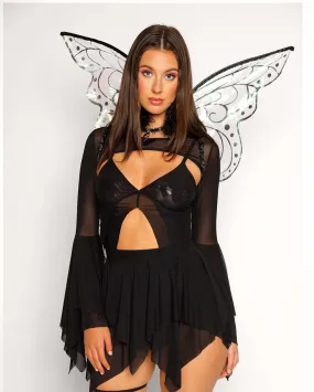 Dark Arts Mesh Bell Sleeve Ultra Crop Top