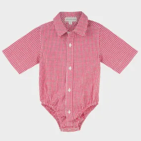 Designer Kidz - Jackson Gingham S/S Romper - Red