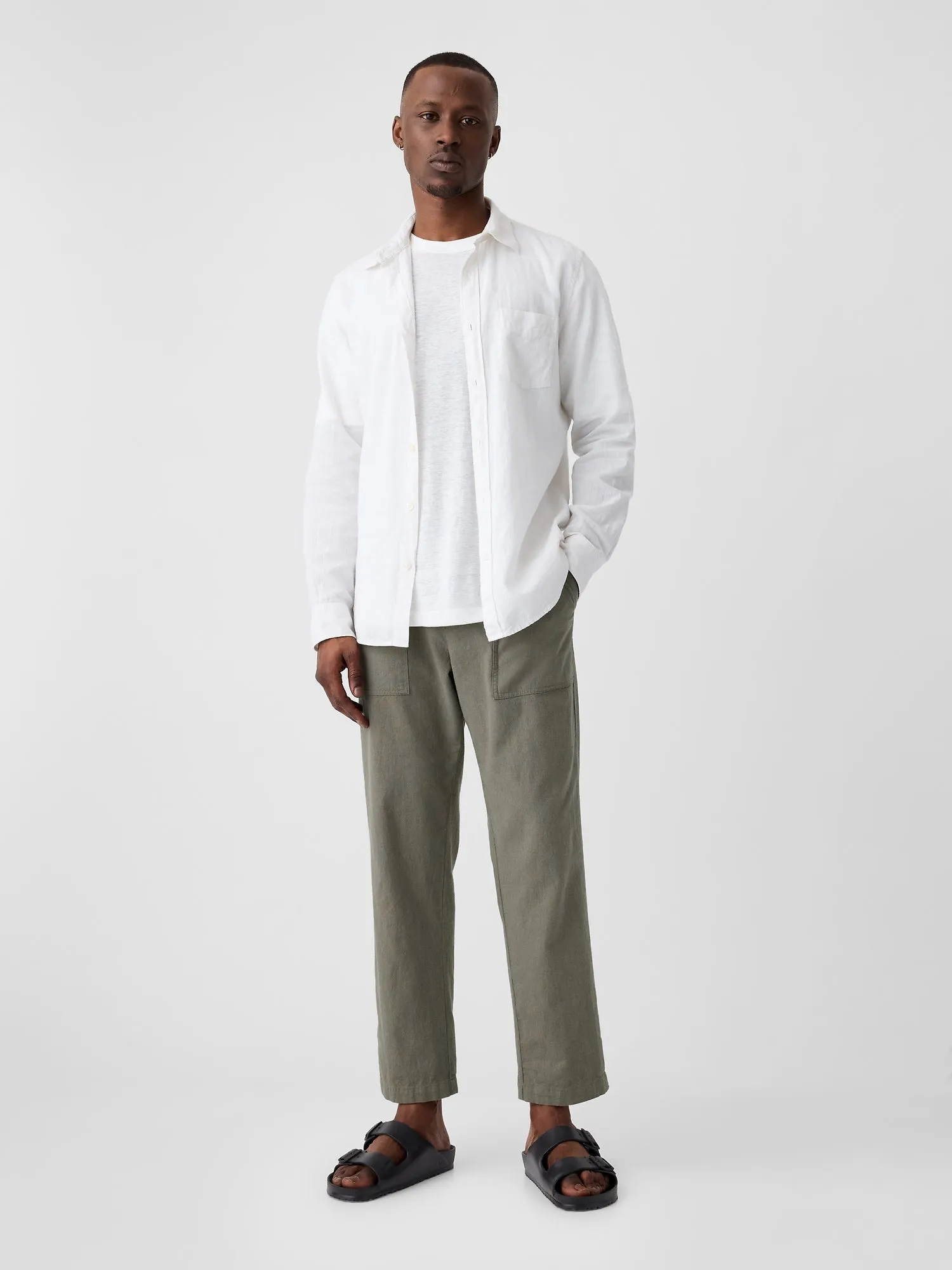 Easy Linen-Blend Utility Pants