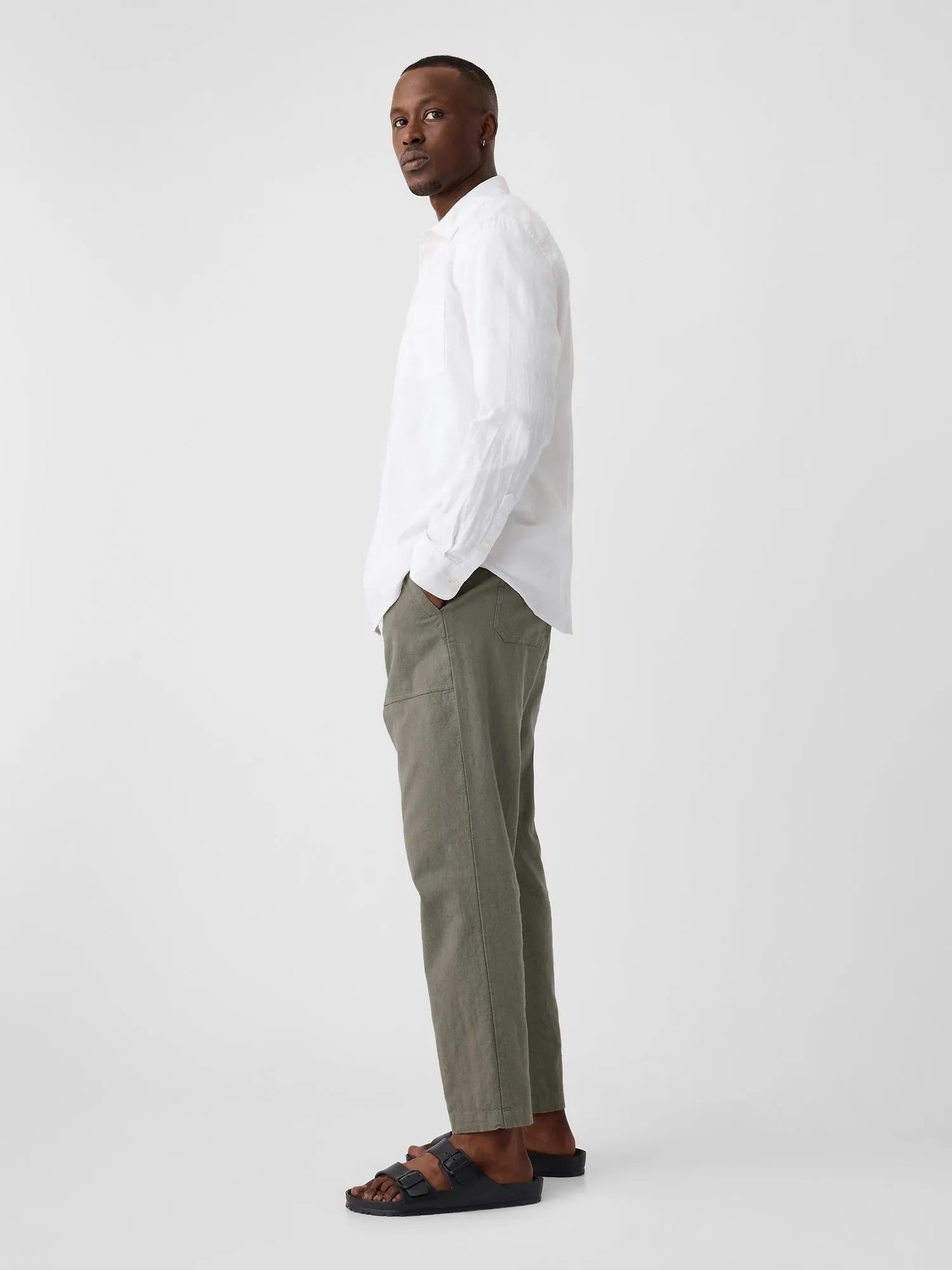 Easy Linen-Blend Utility Pants