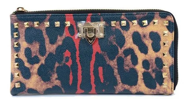 Ely Pebbled Leopard Print Wristlet