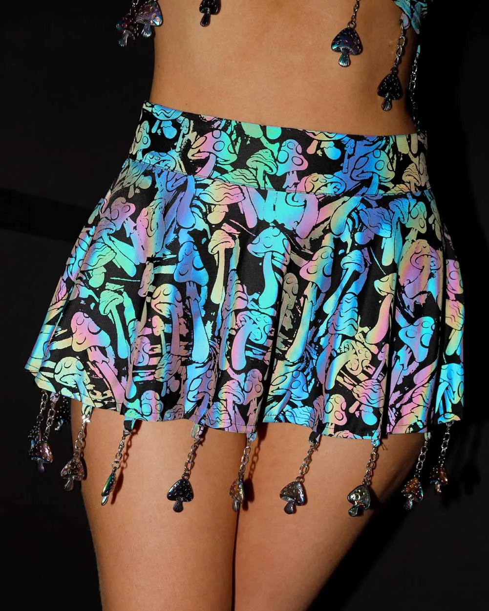 Fantastic Fungi Rainbow Reflective Mini Skirt