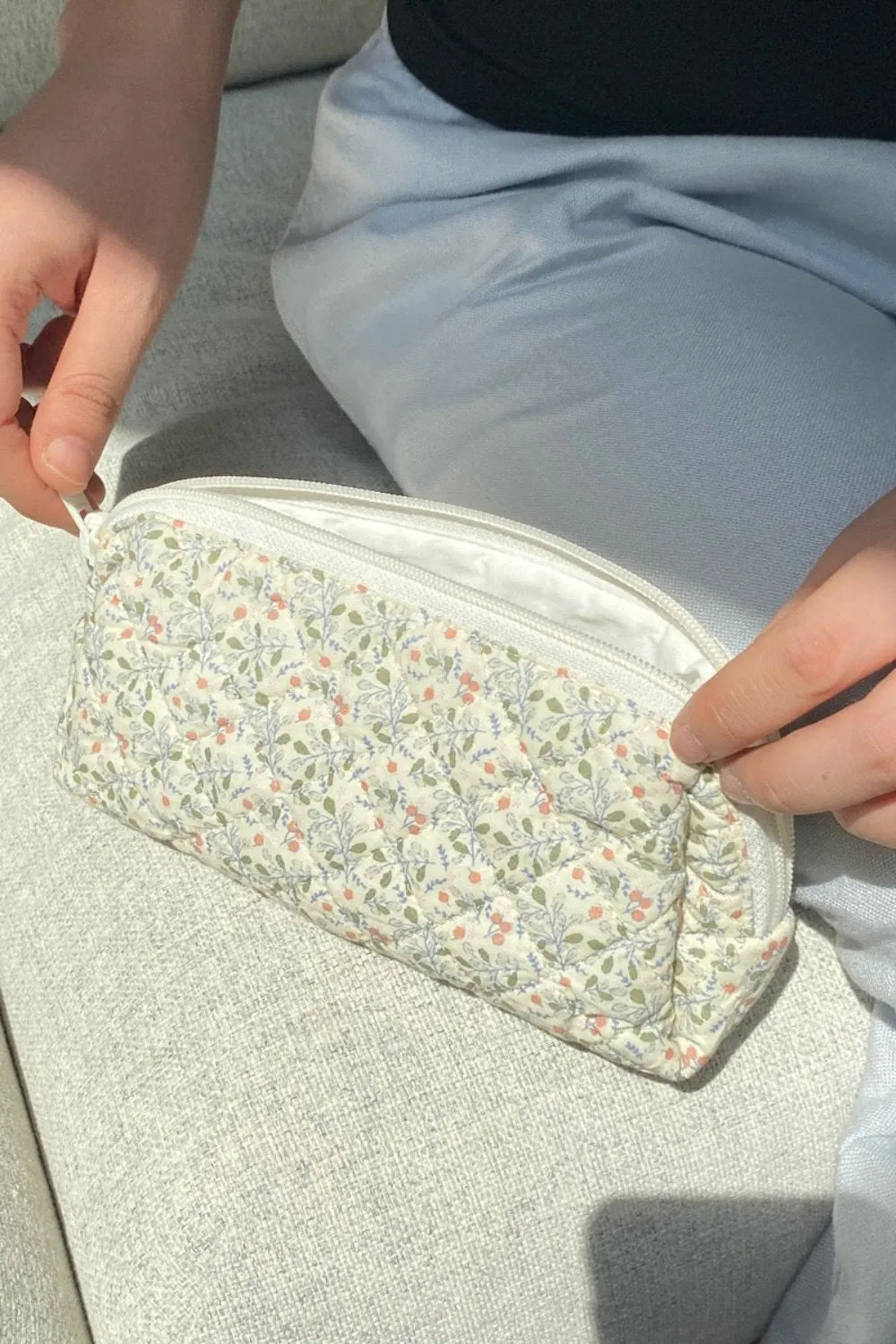 Floral Quilted Makeup Bag