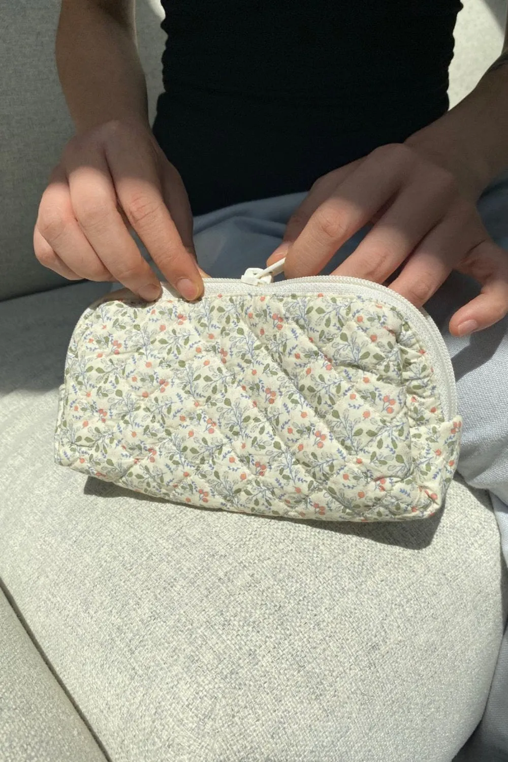 Floral Quilted Makeup Bag