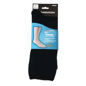 FOUNDATION® SOFTSTEP® DIABETIC ACTIVE CREW SOCKS - BLACK