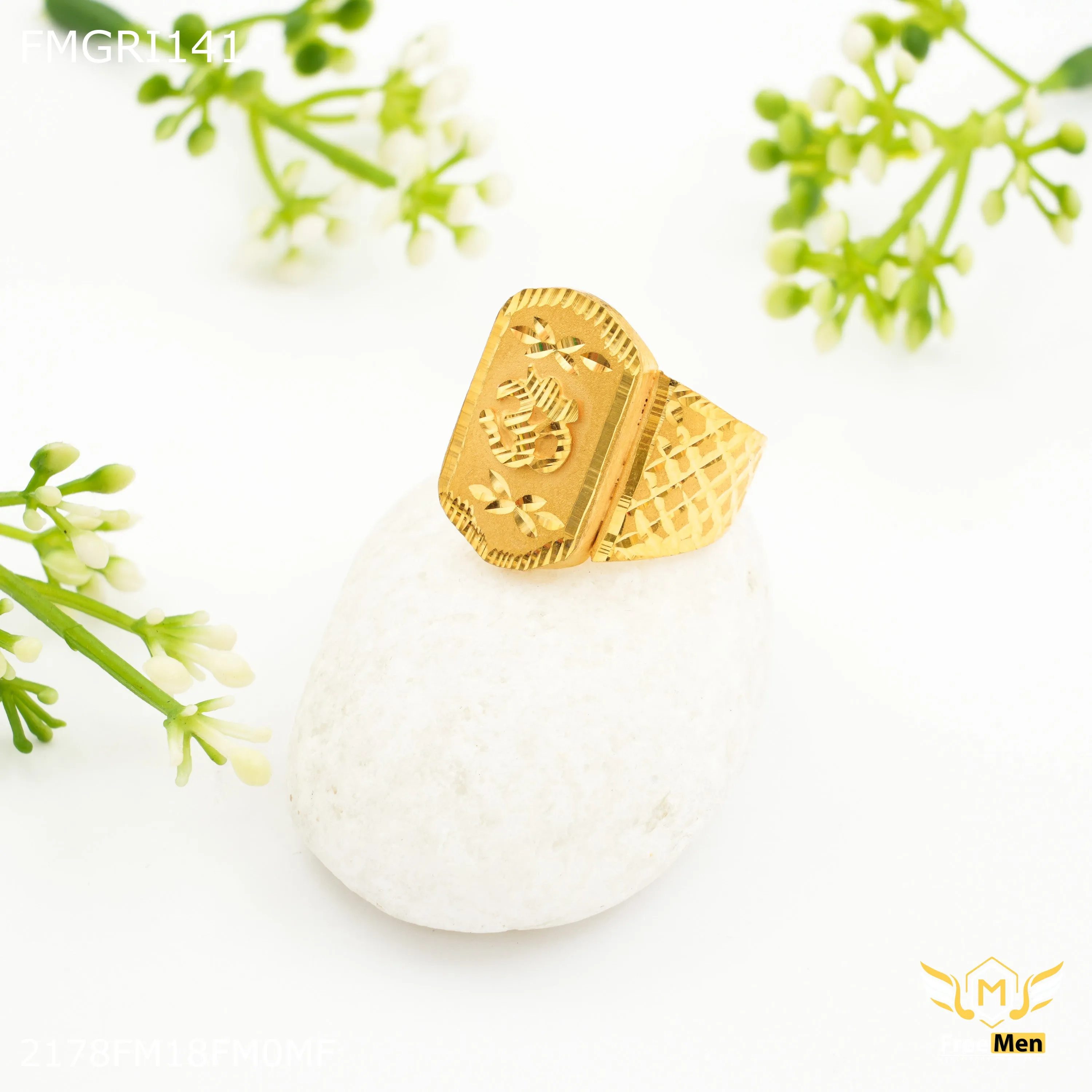 Freeme 1gm OM Design Gold plated ring for men - FMGRI141