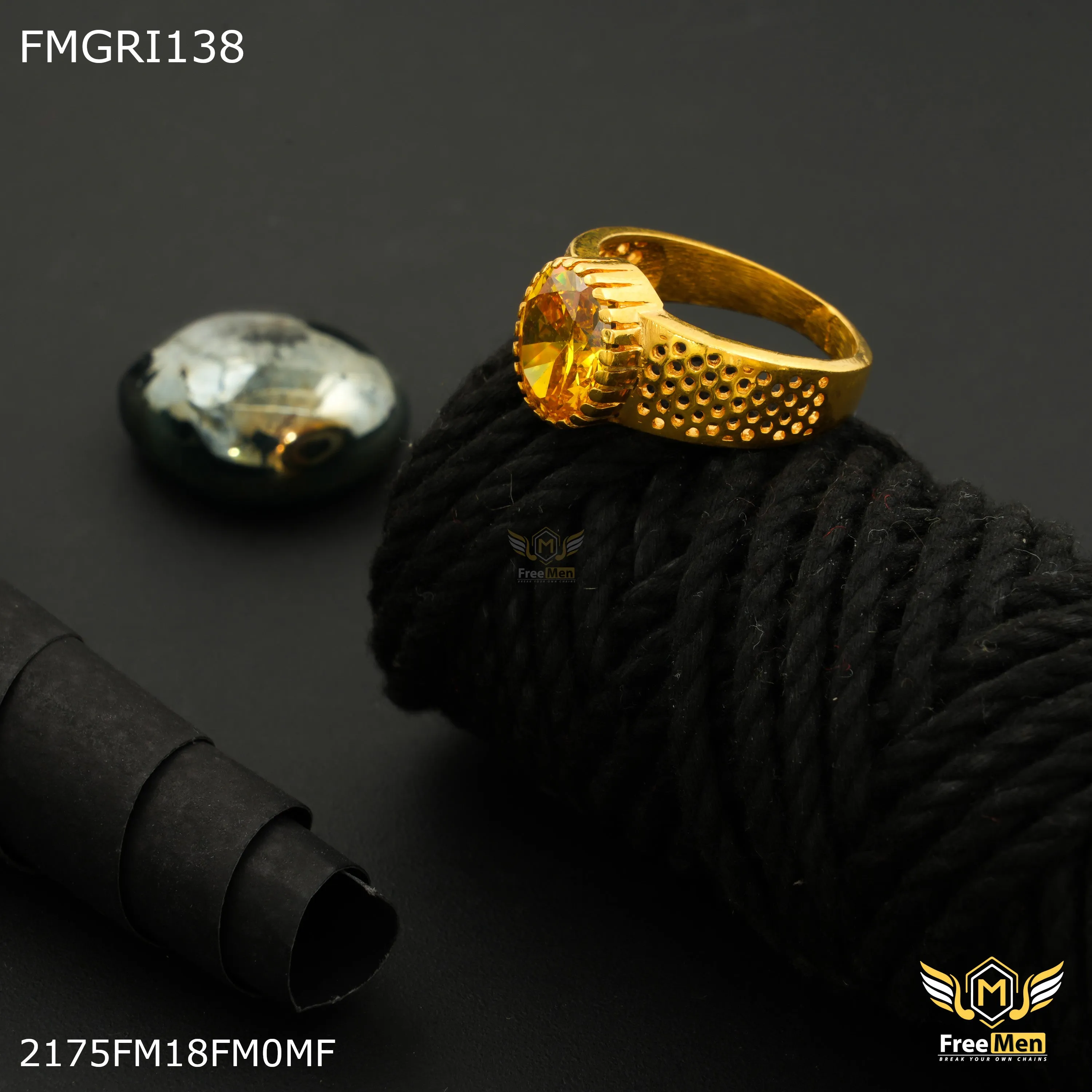 Freeme 1gm Yellow AD Gold plated ring for men - FMGRI138