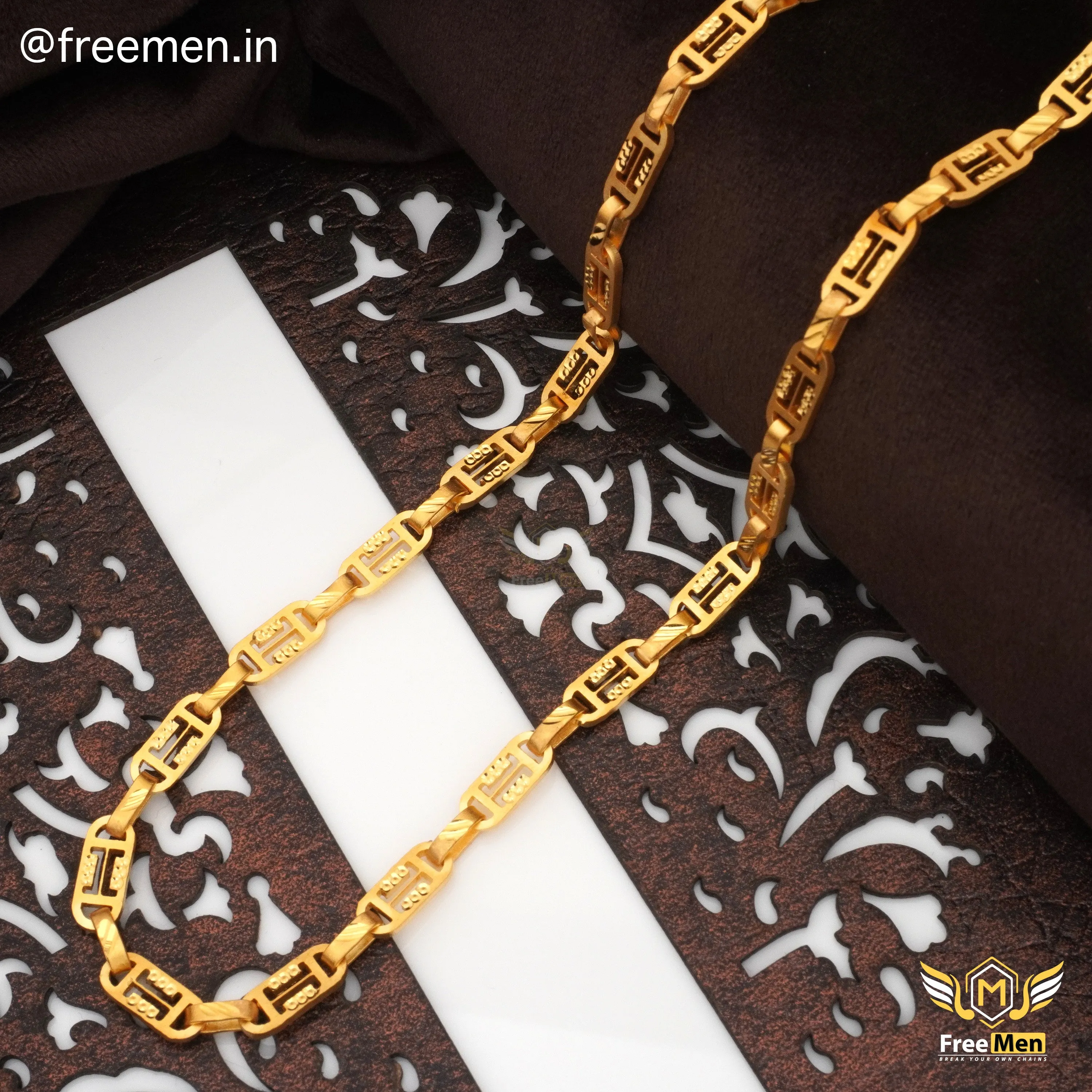 Freemen Crave Laser Nawabi Gold Plated Chain - FMGC26