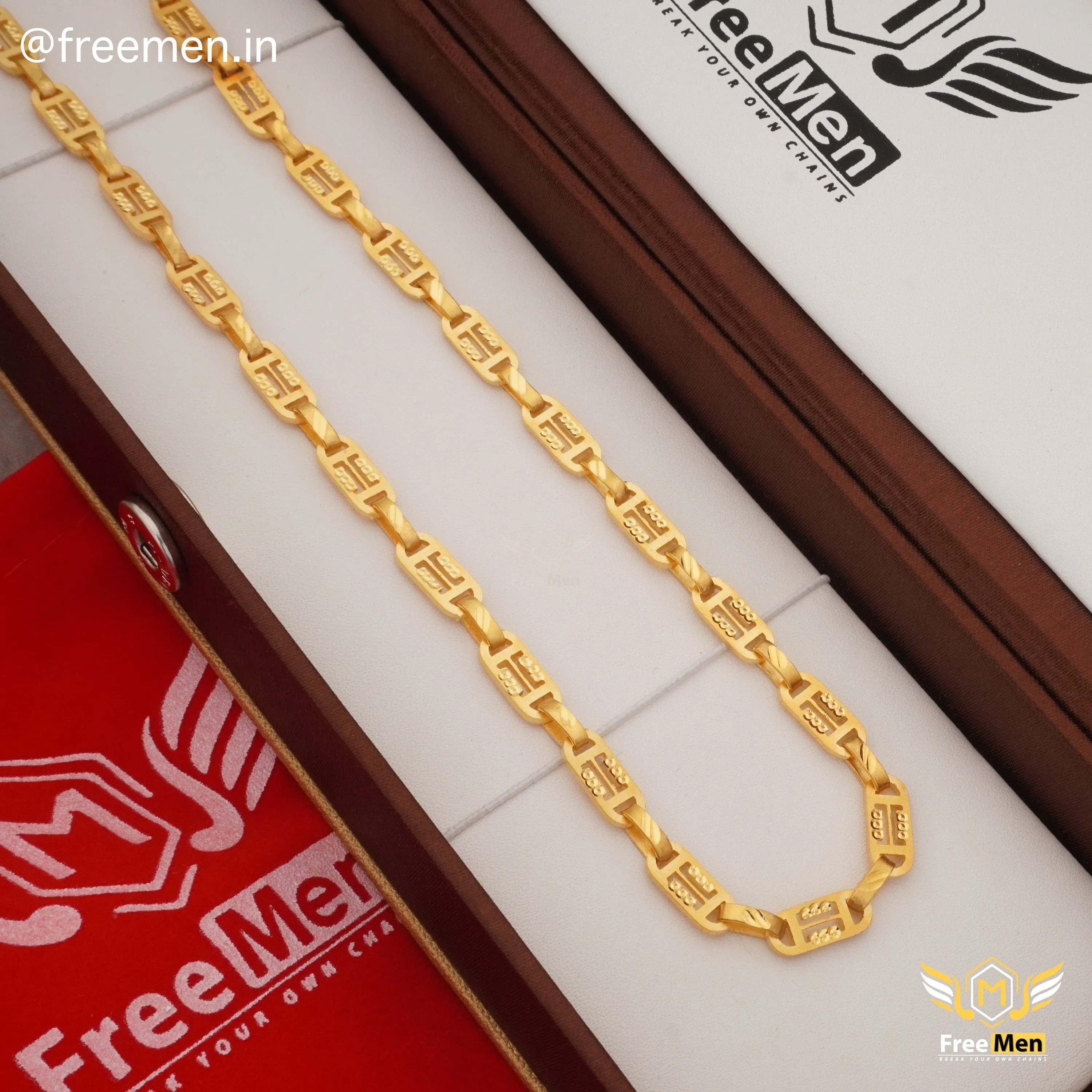 Freemen Crave Laser Nawabi Gold Plated Chain - FMGC26