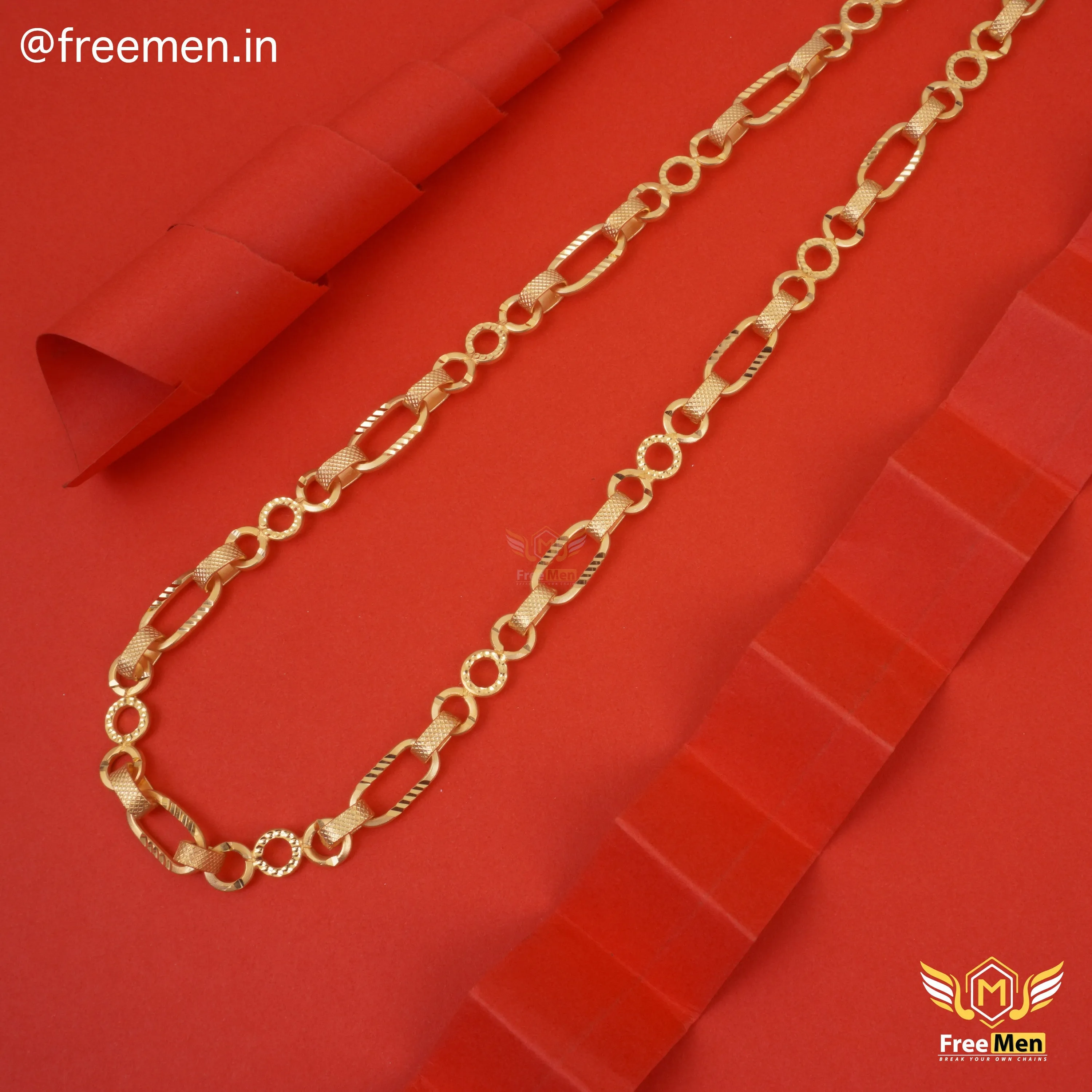 Freemen Fabulous Stylish  Ring  Gold Plated Chain  for mans - FMG300