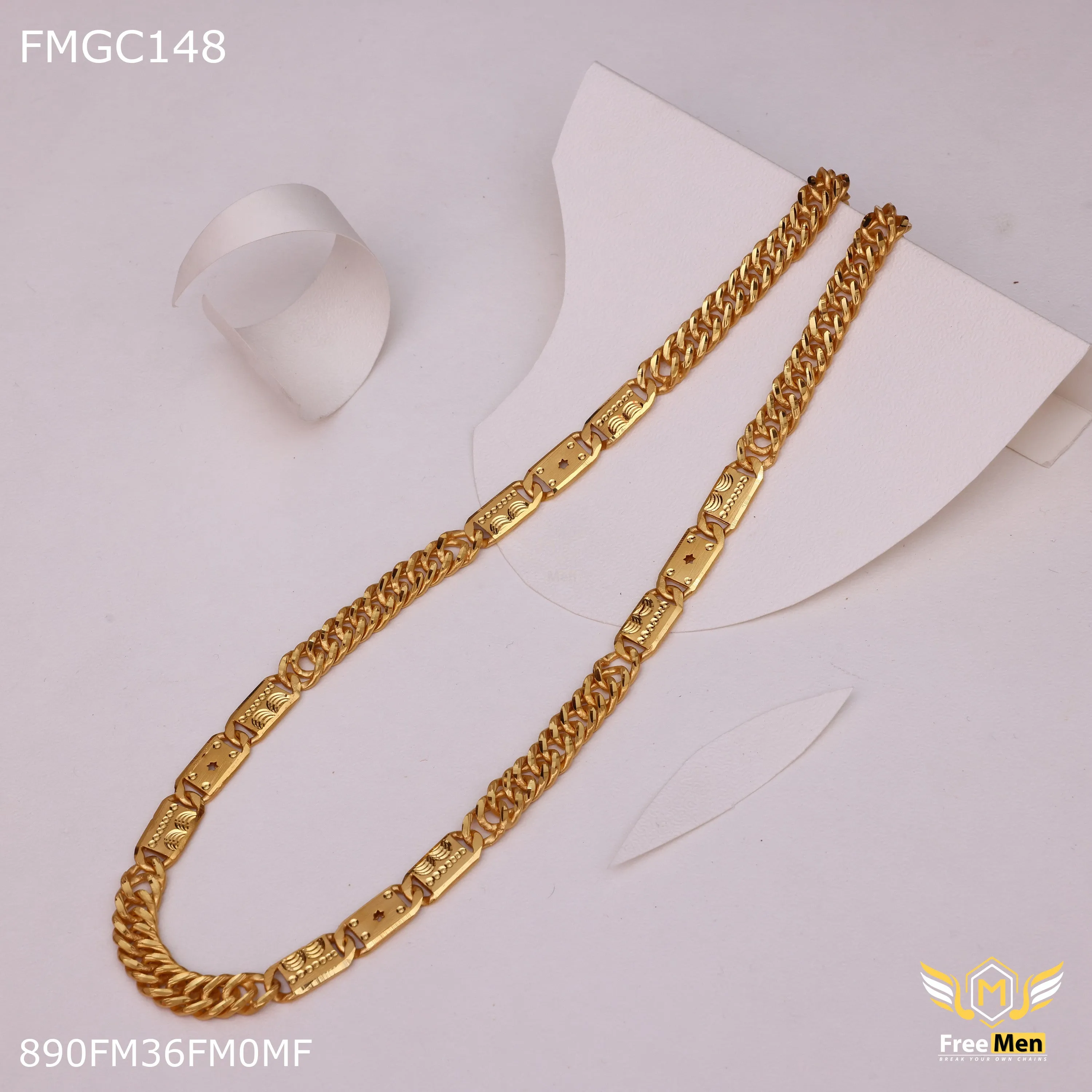 Freemen Gold Plated Star Biscuit  Chain for Men - FMGC148