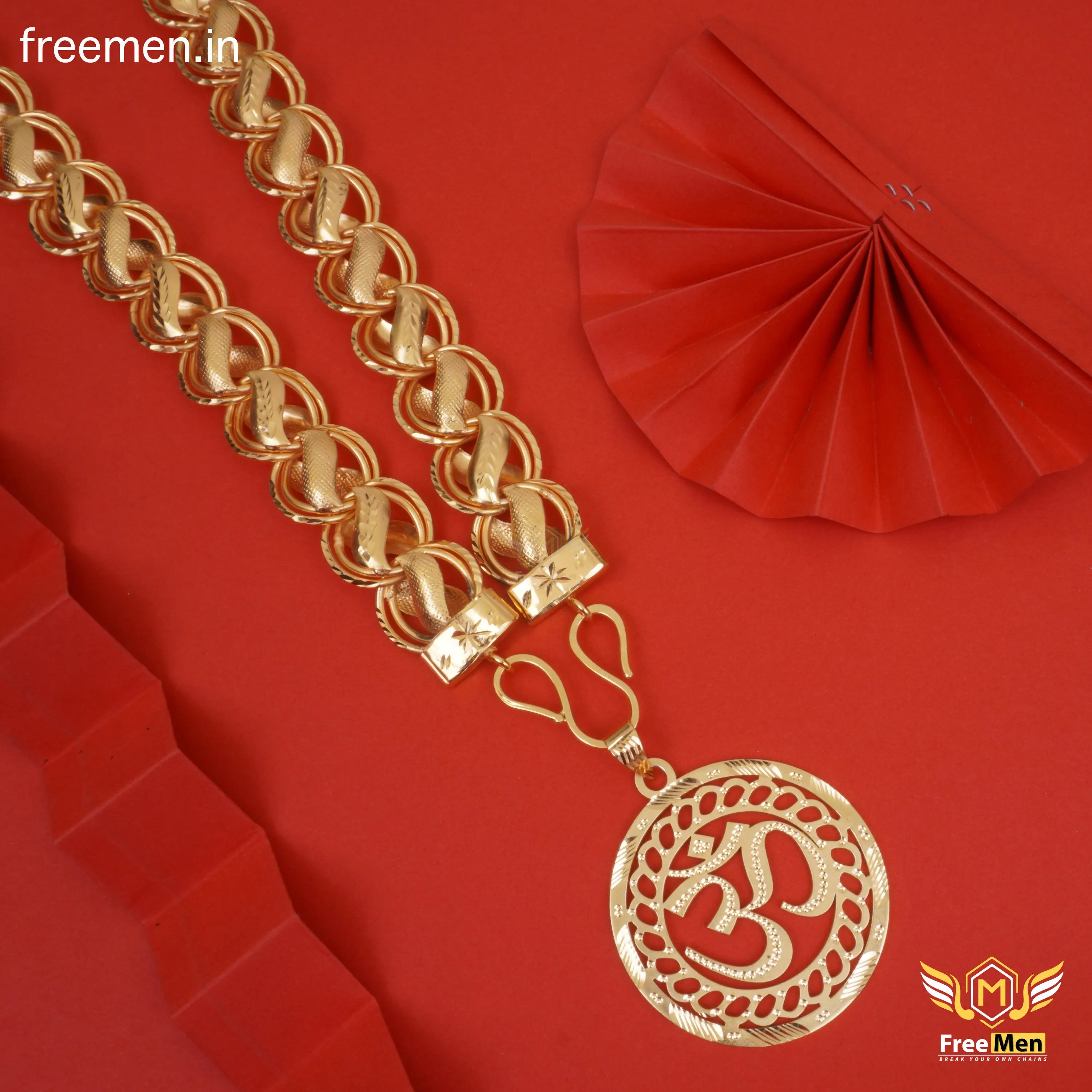 Freemen Heavy Double Ring Chain With OM Pendant  - FM310