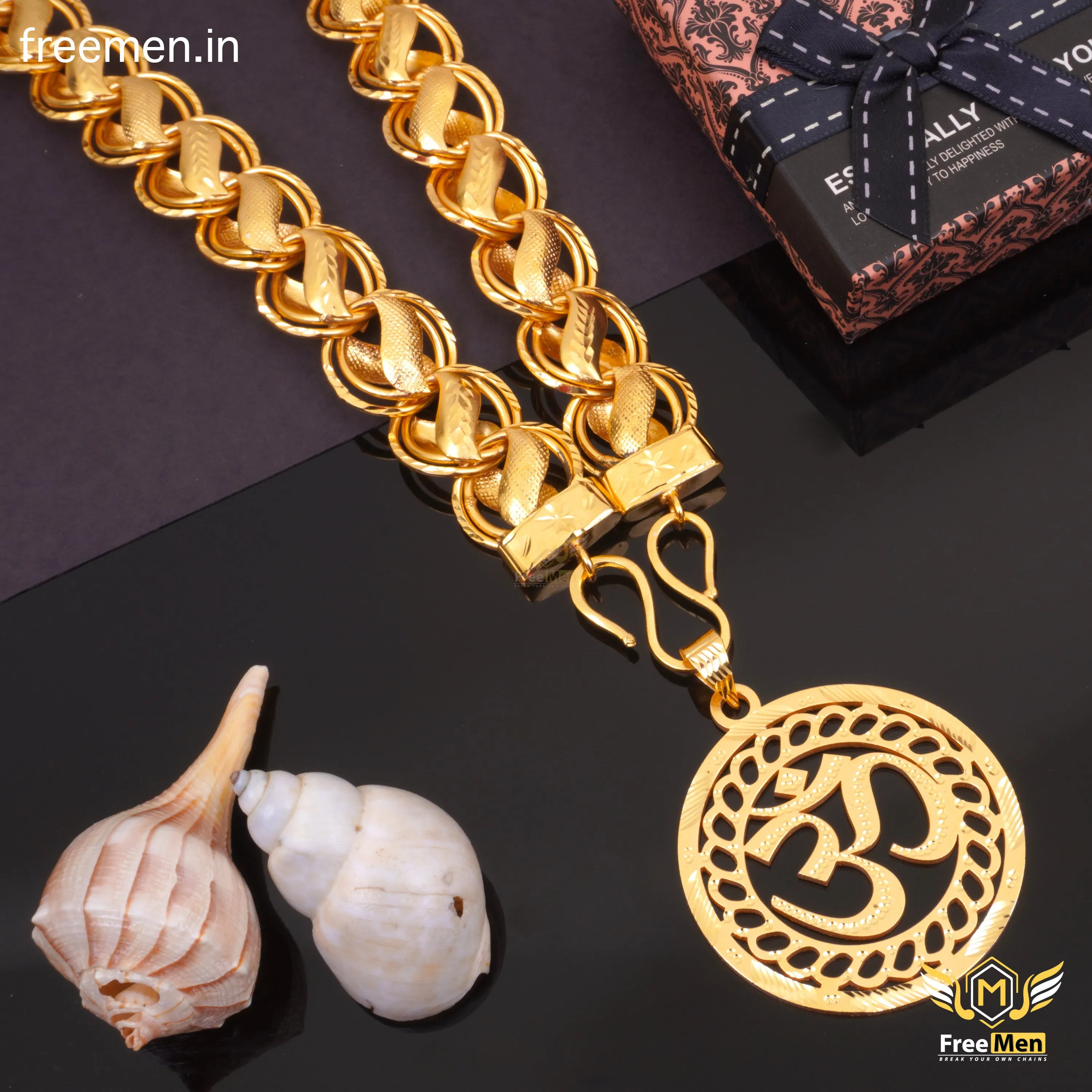 Freemen Heavy Double Ring Chain With OM Pendant  - FM310