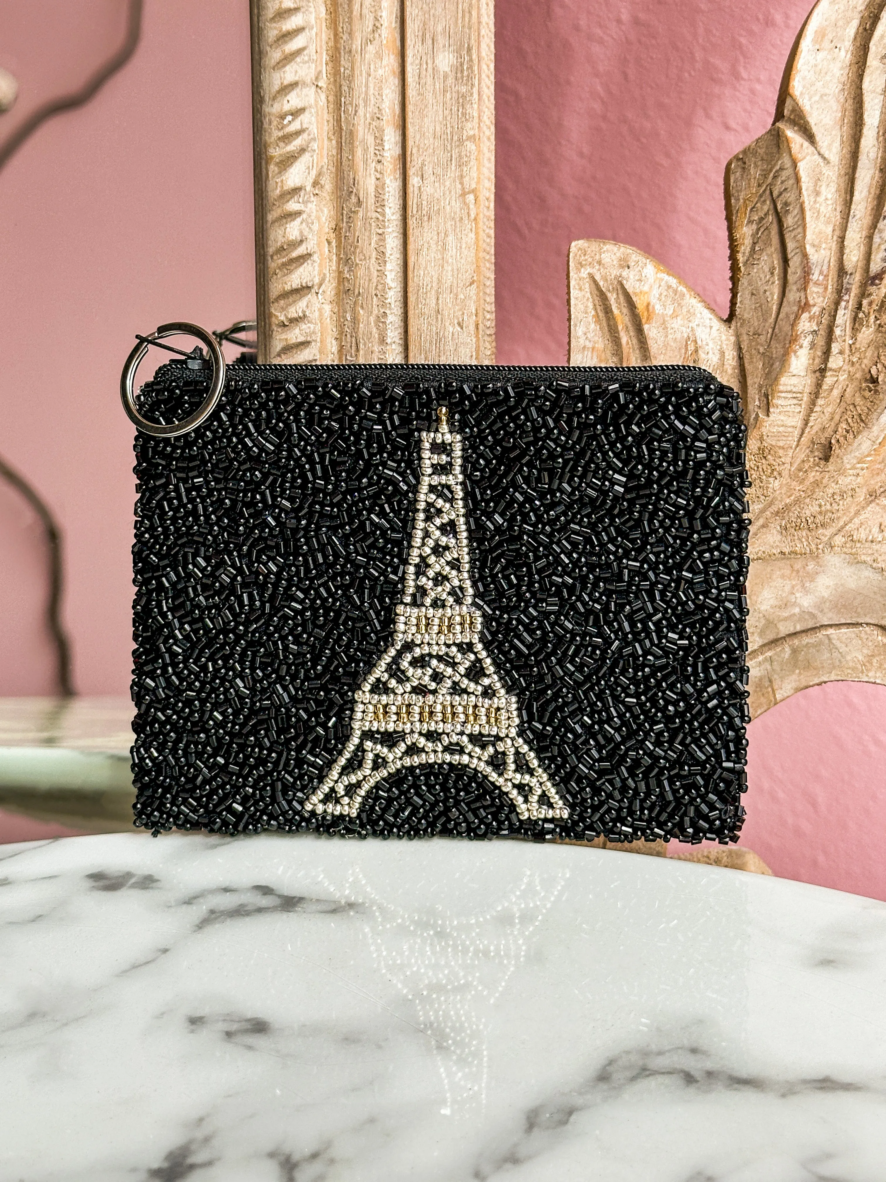 Elegant Eiffel Tower Beaded Coin Purse by Glamfox