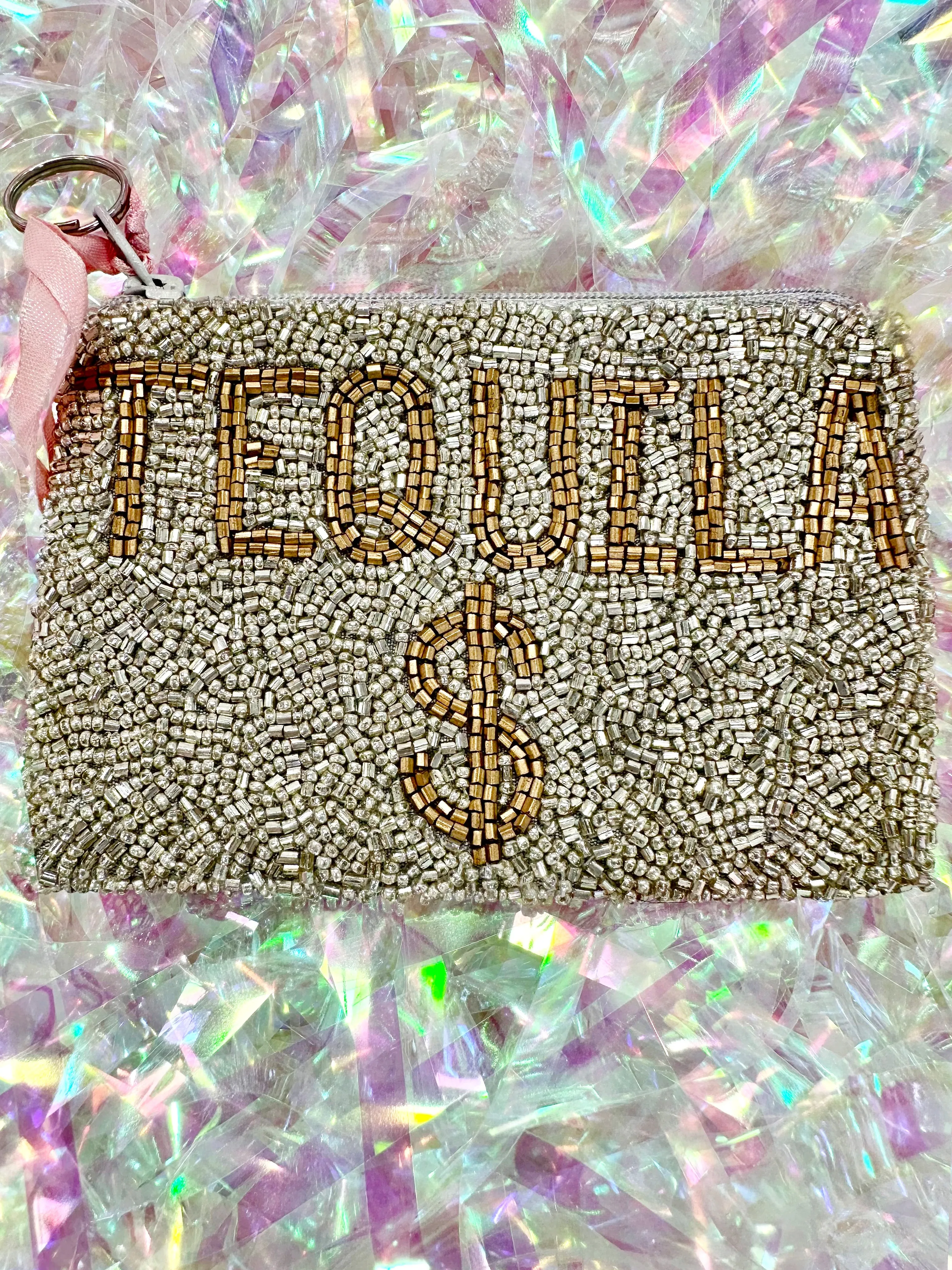 Glamfox - Gold Tequila Money Beaded Coin Purse