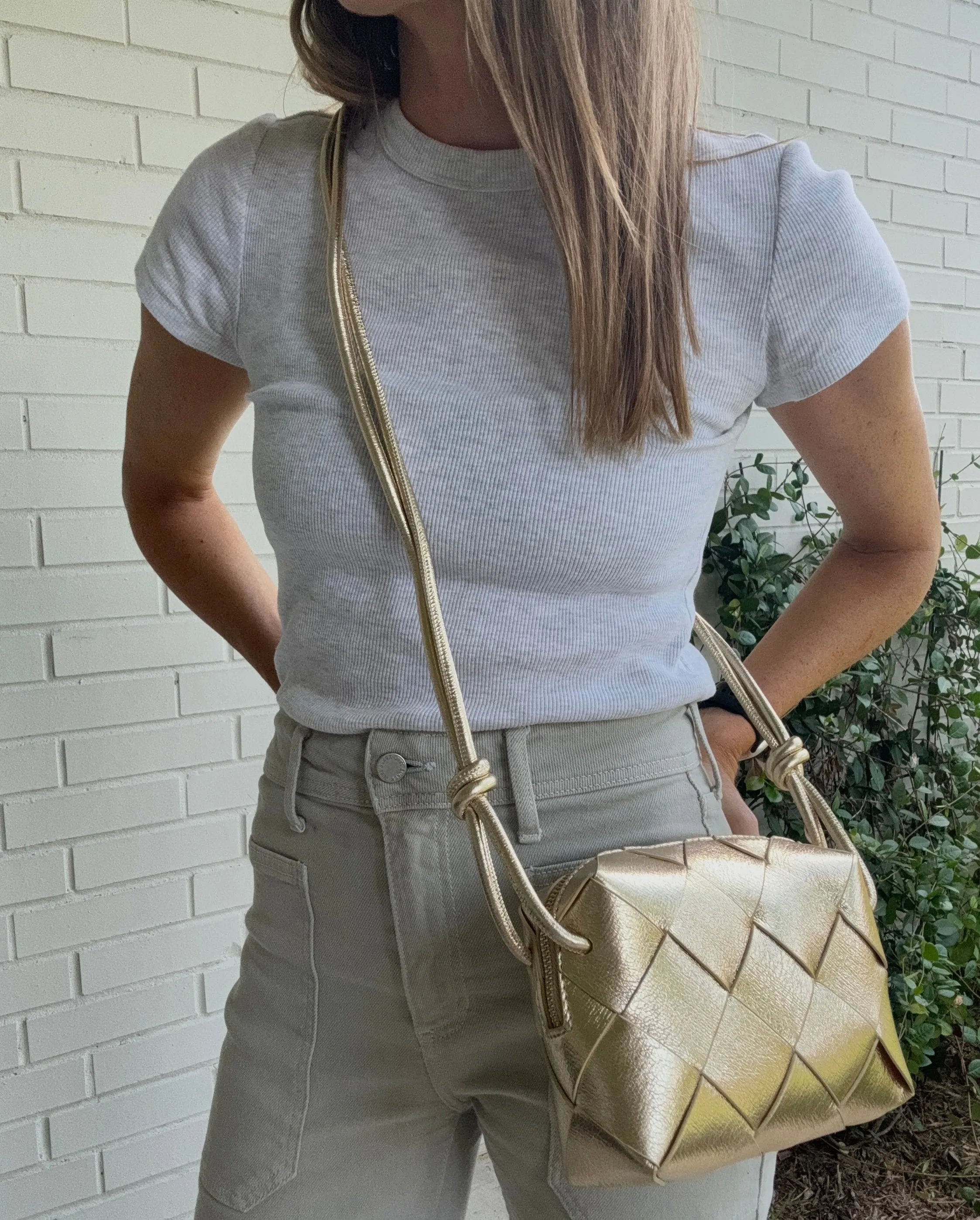 Gold Kennedy Woven Crossbody