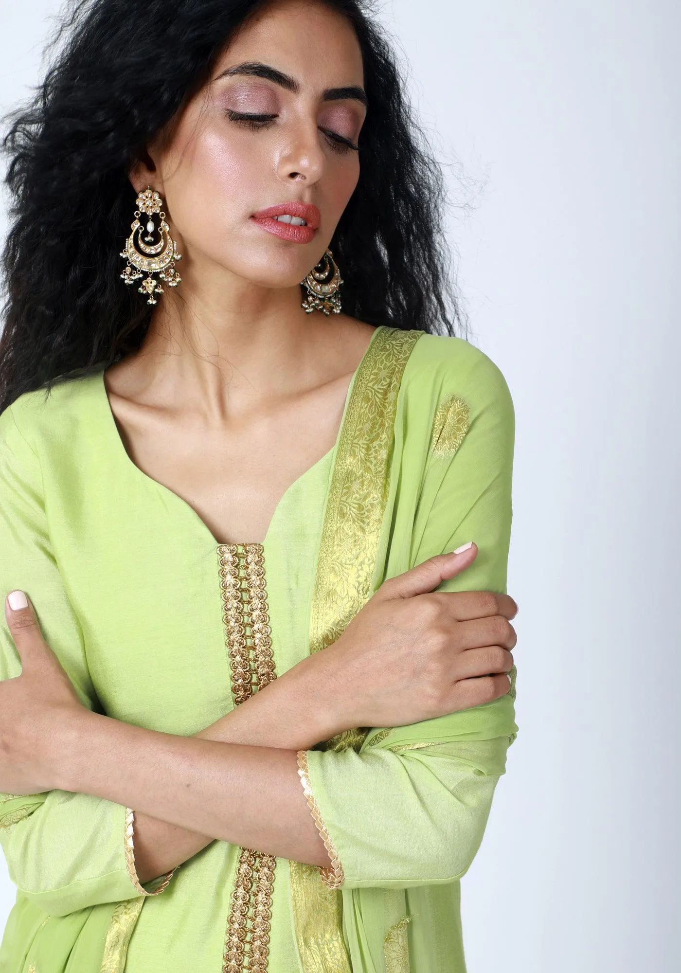 Green Gota Kurta-Pant-Dupatta