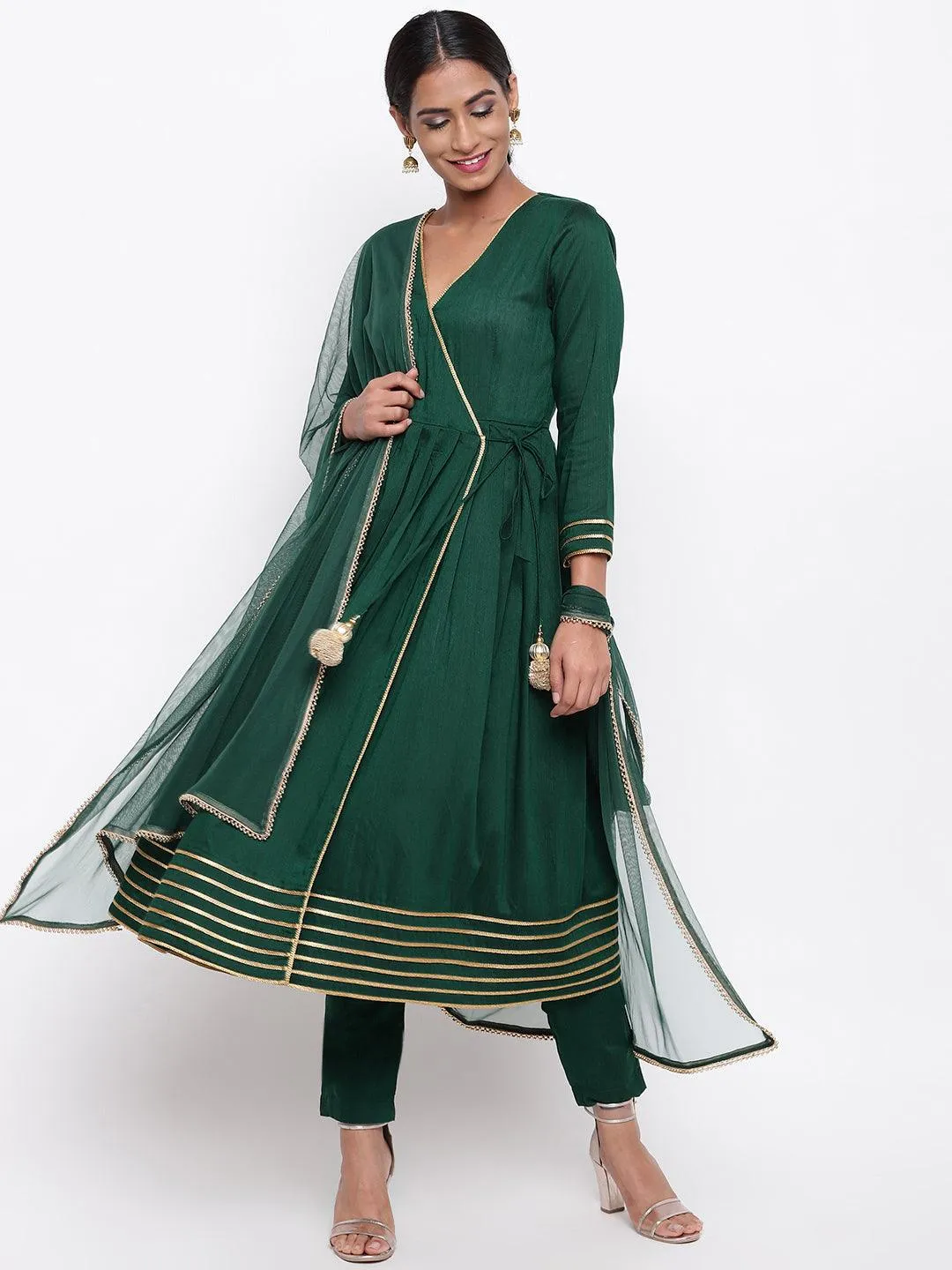 Green Lace Angrakha Set