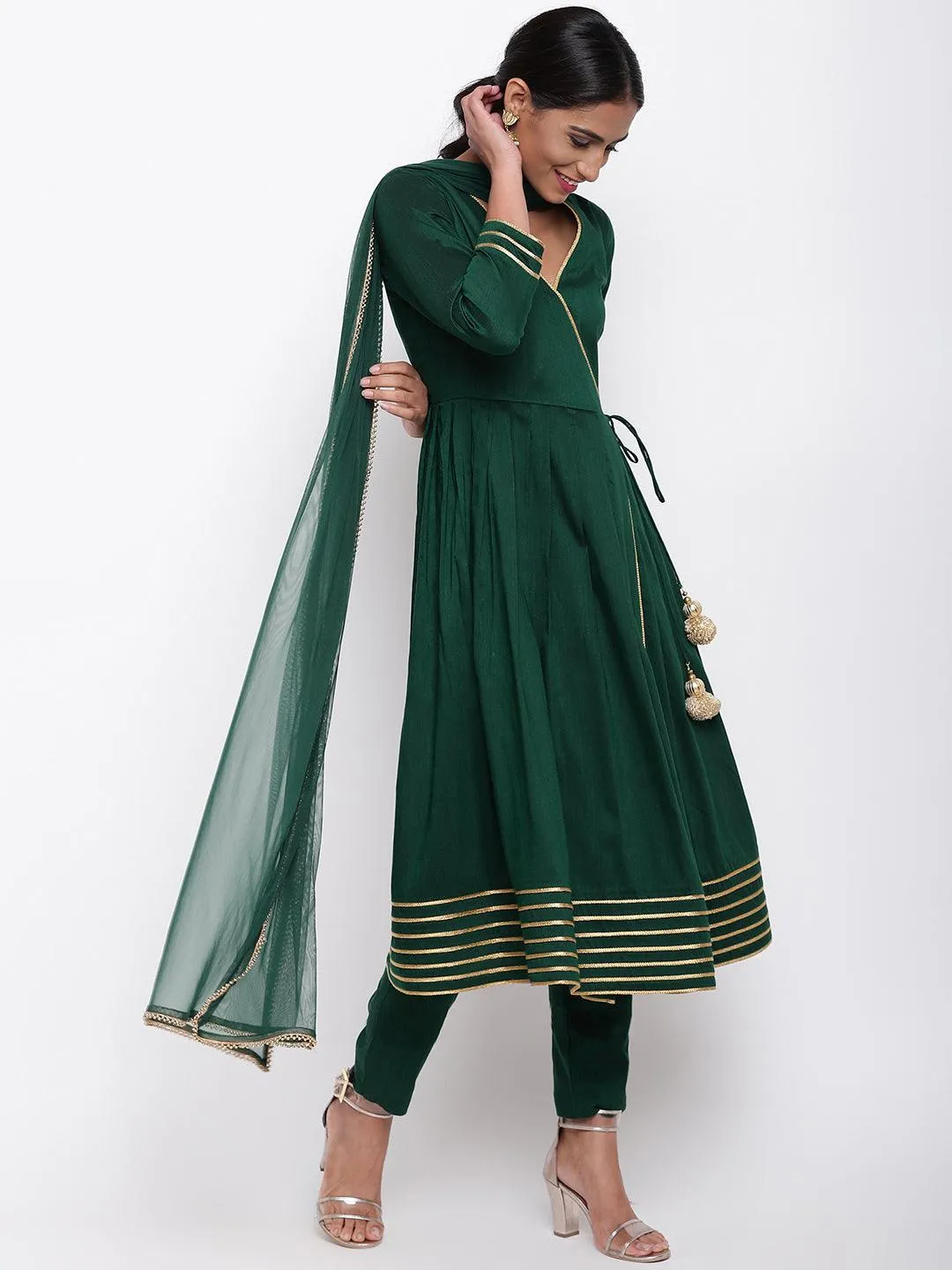 Green Lace Angrakha Set