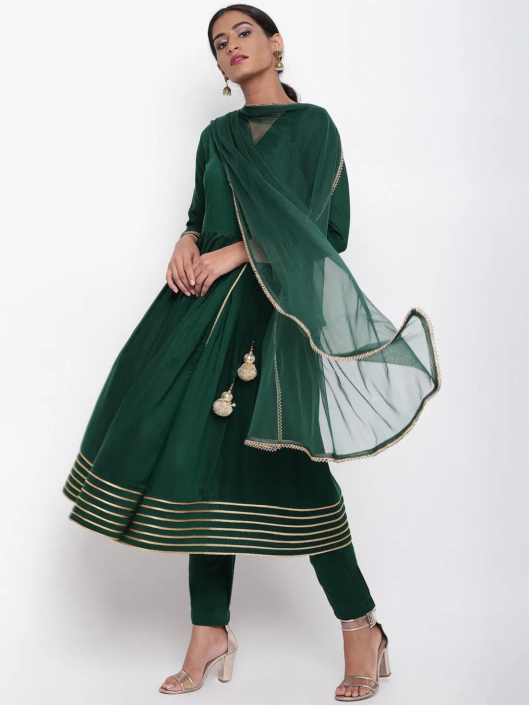 Green Lace Angrakha Set