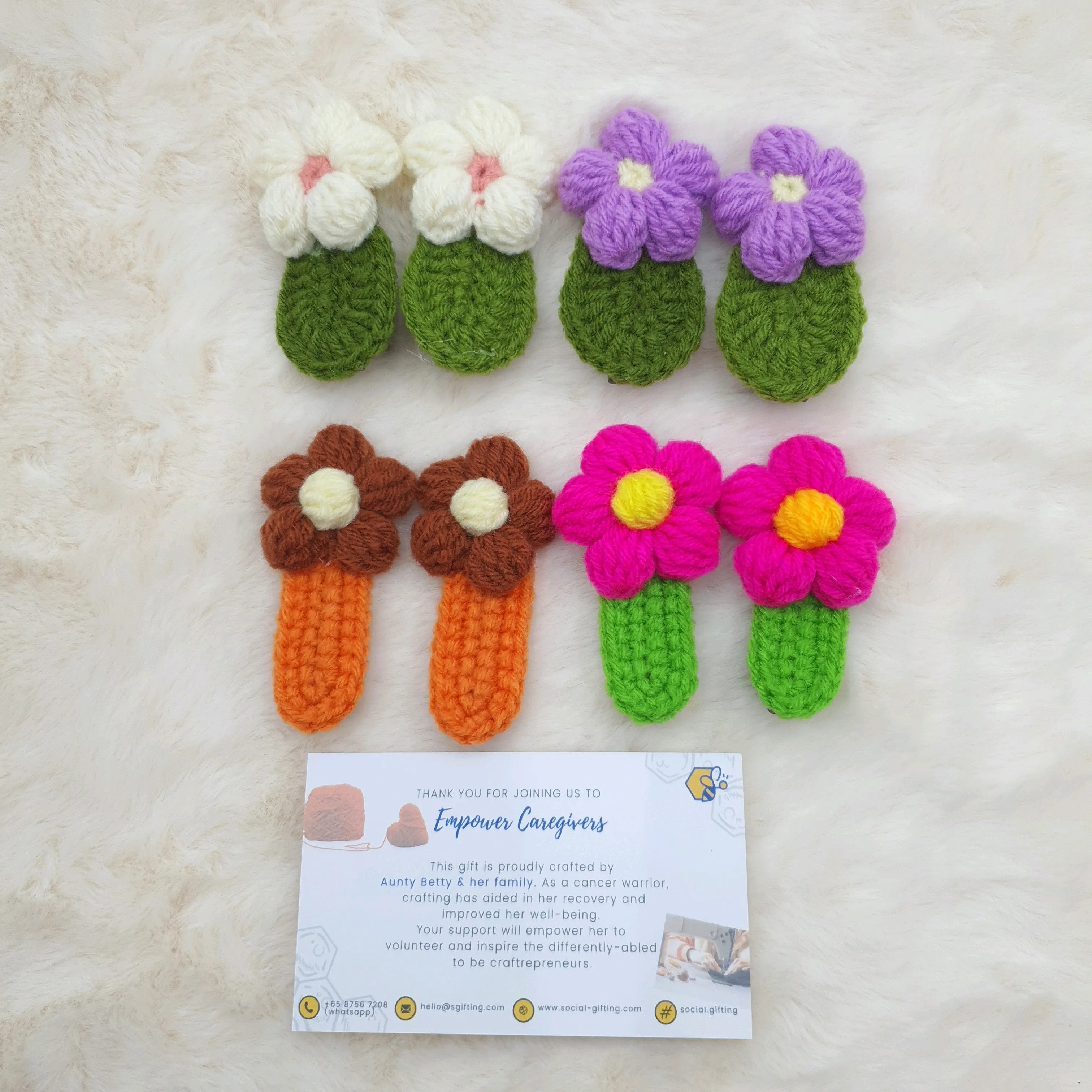 Hand-Crocheted Flower Hair Clips